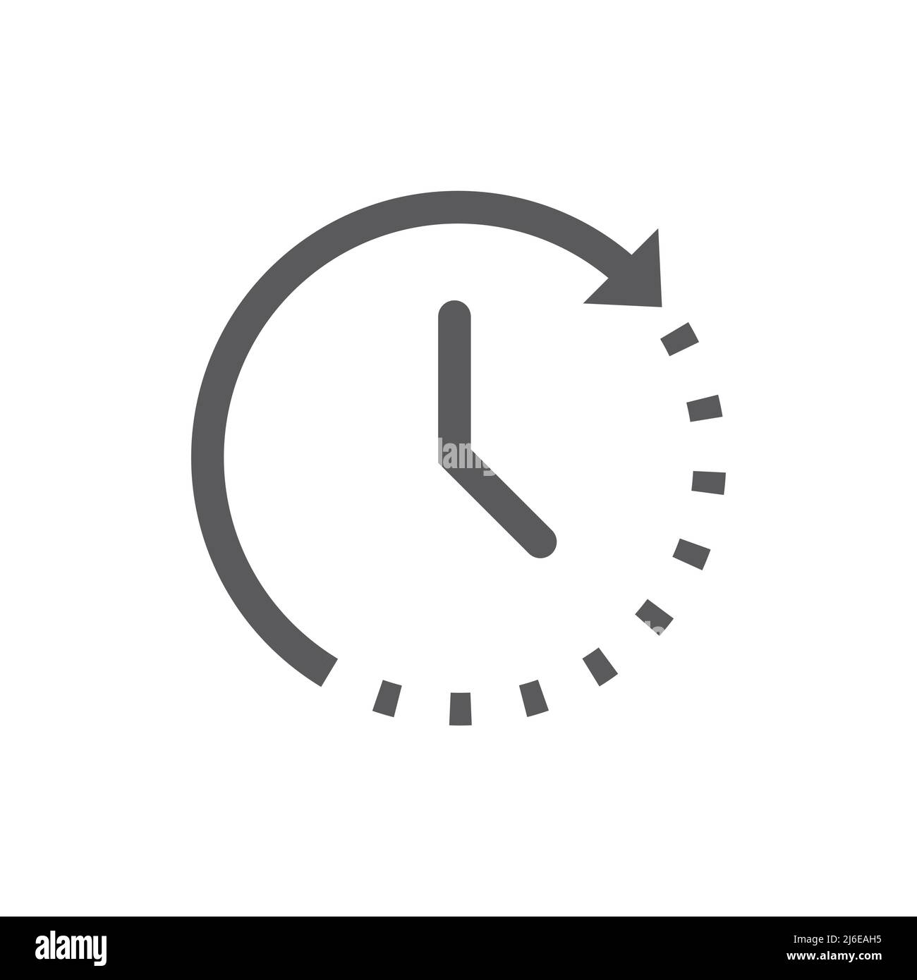 Arrow loop clock black vector icon. Reverse, processing and wait filled symbol. Stock Vector