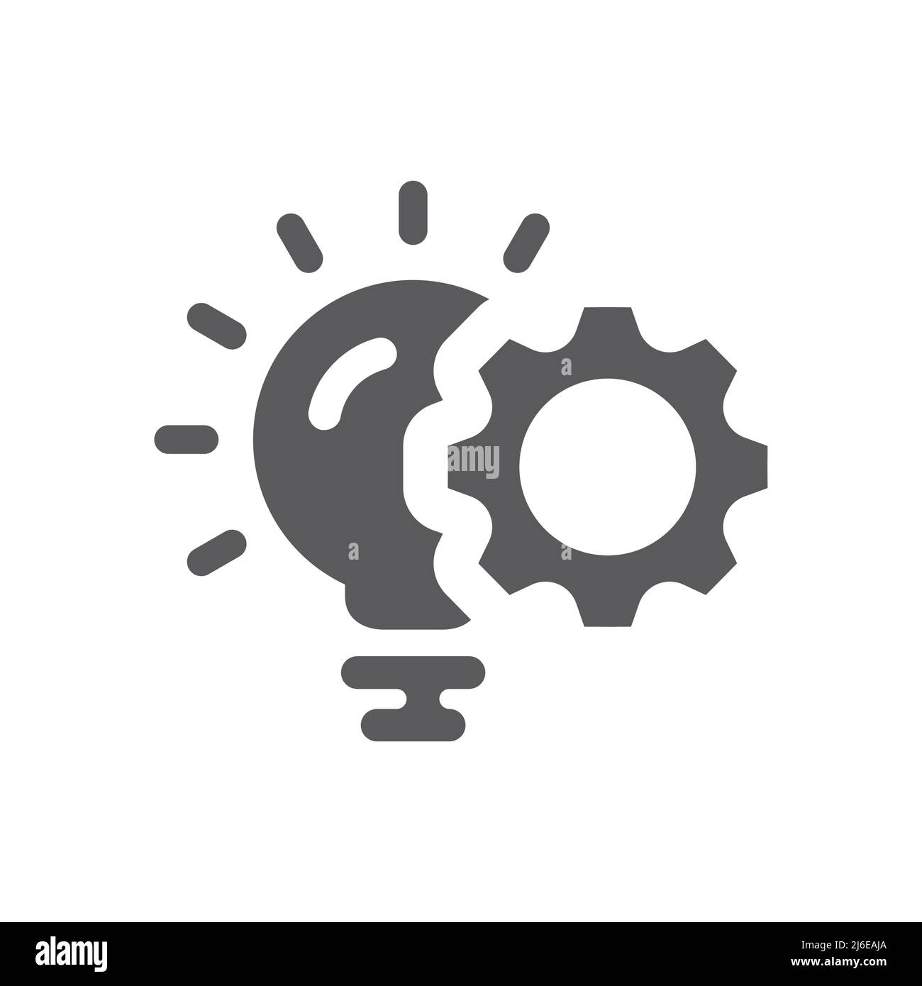 Lightbulb and gear or cogwheel vector icon. Idea filled symbol. Stock Vector