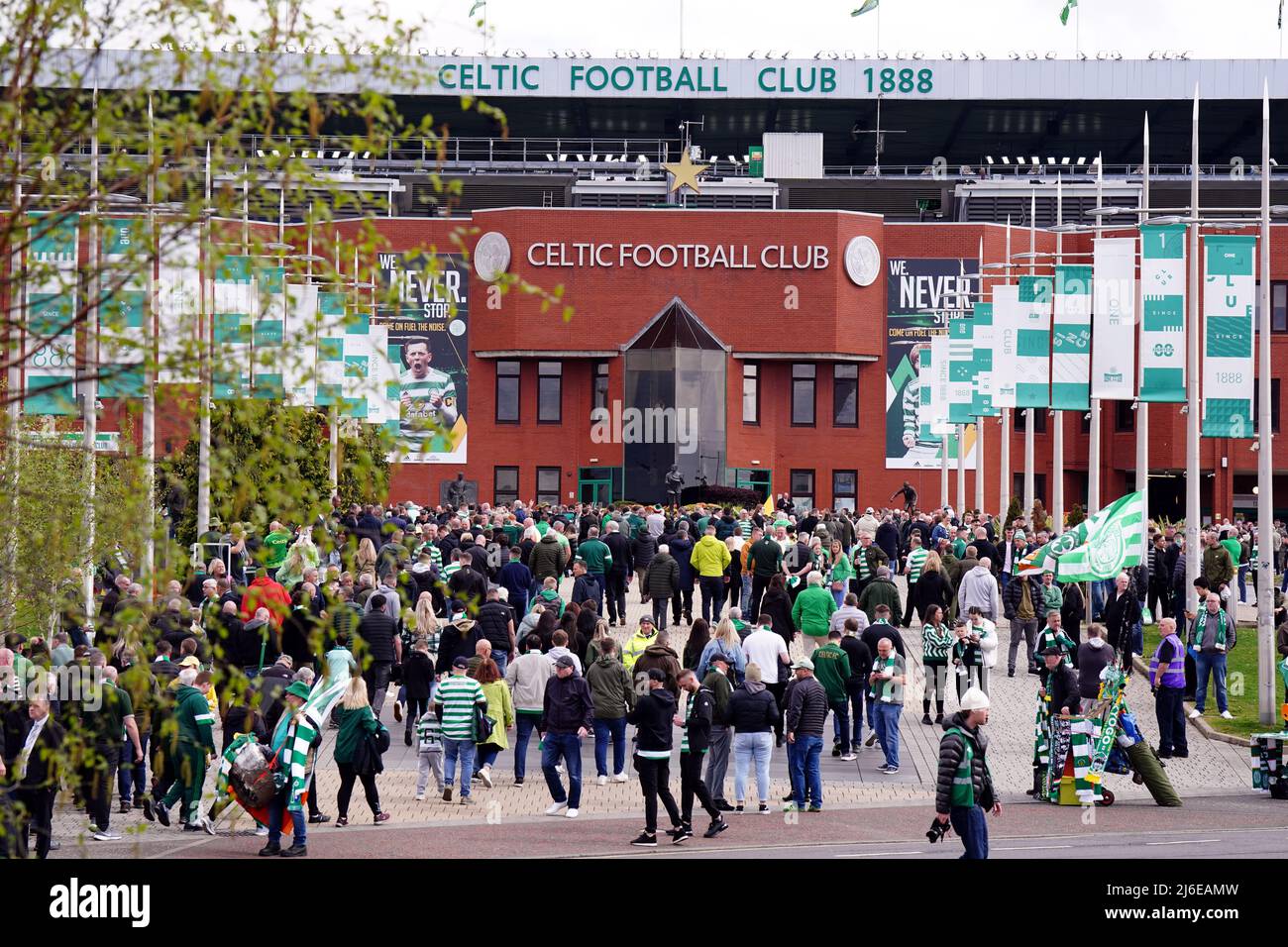 Celtic fans outside the ground ahead of the cinch Premiership match at ...