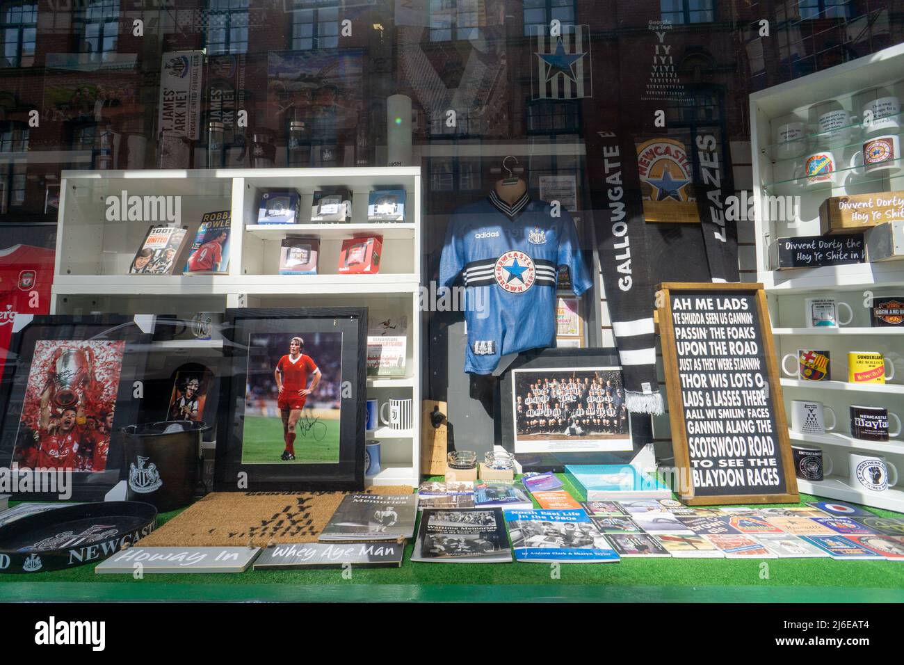 The window display in The Back Page shop, in Newcastle upon Tyne, UK