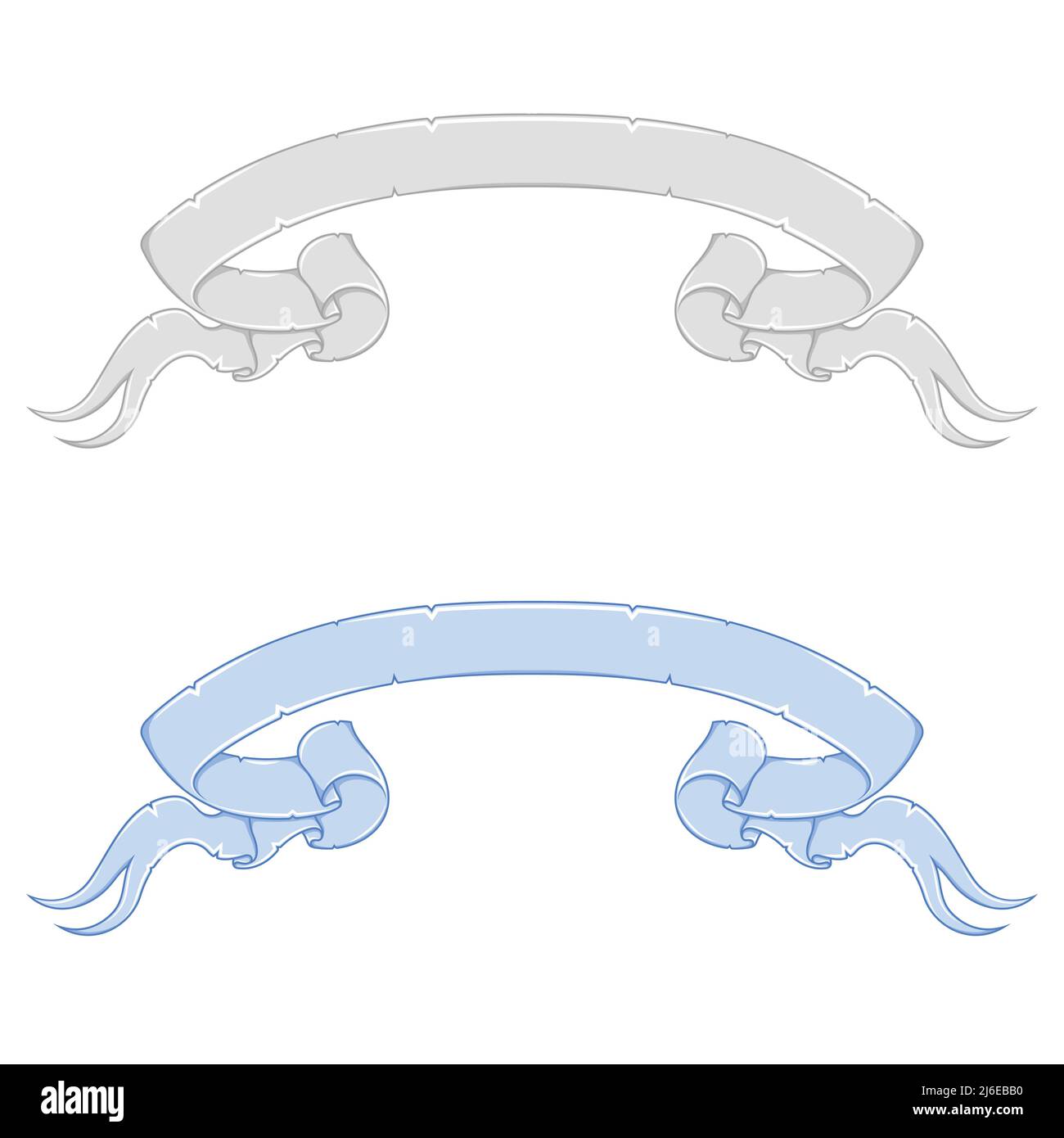 Ancient scroll ribbons vector design, medieval style decorations ribbon