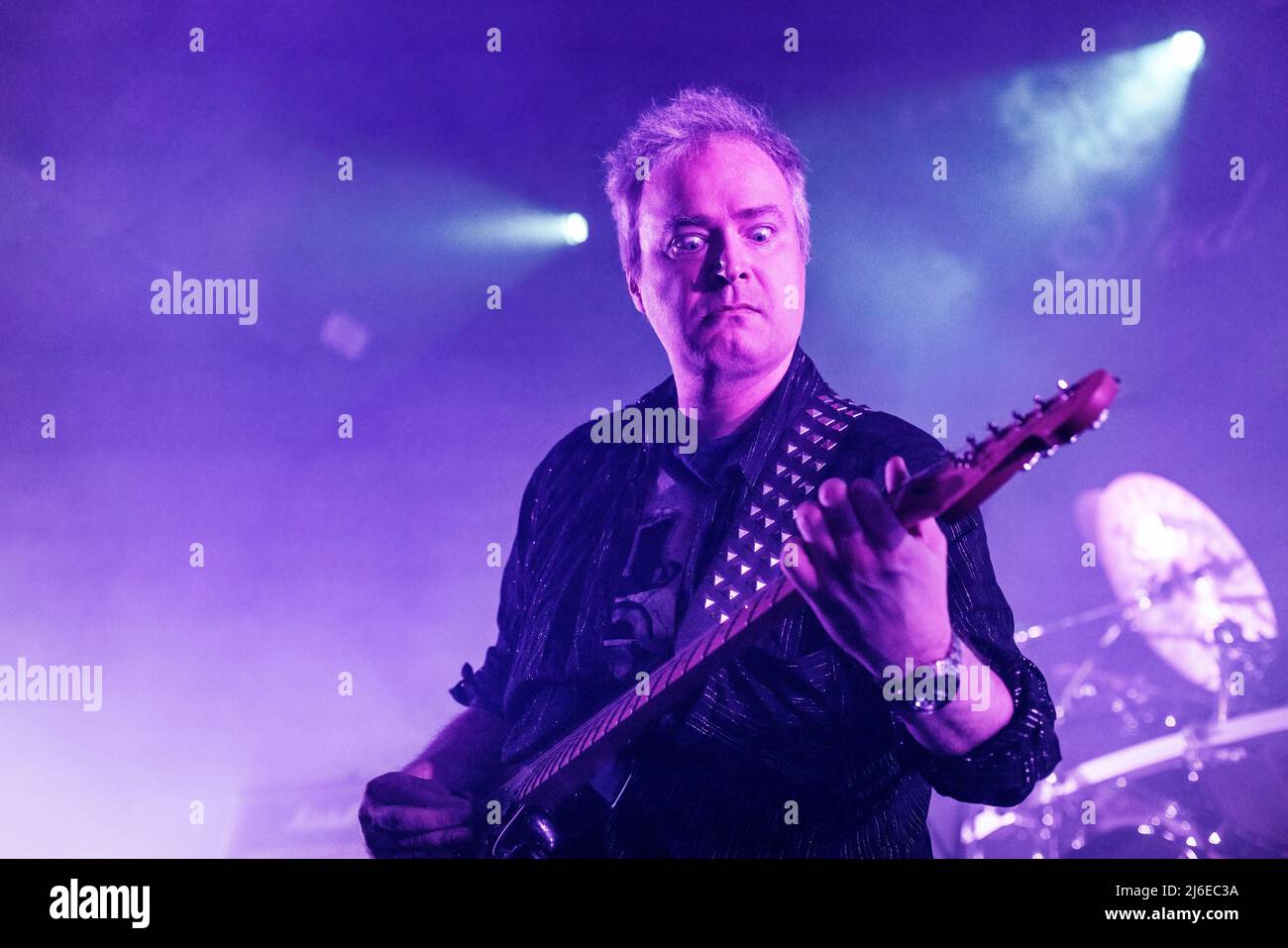 Oslo, Norway. 15th, April 2022. The Norwegian avant-garde metal band Ved Buens Ende performs a live concert at Rockefeller during the Norwegian metal festival Inferno Metal Festival 2022 in Oslo. Here guitarist Carl-Michael Eide is seen live on stage. (Photo credit: Gonzales Photo - Terje Dokken). Stock Photo