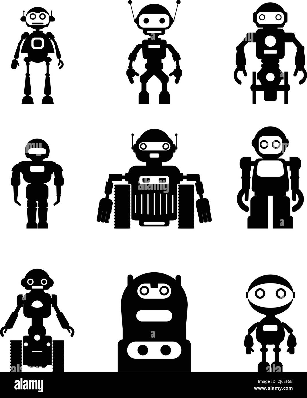 Abstract robots set isolated on white background. Vector illustration ...
