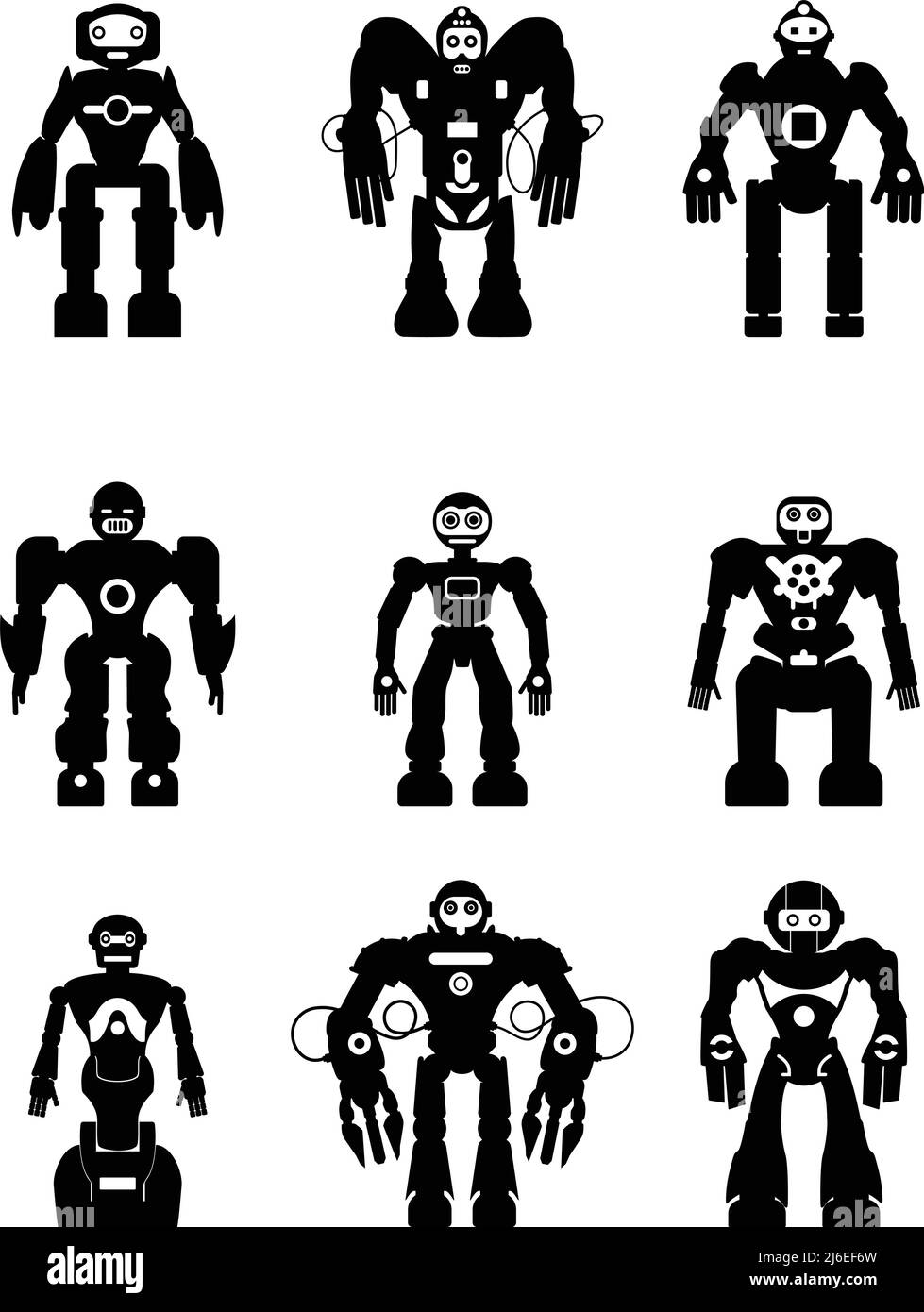 Abstract robots set isolated on white background. Vector illustration ...