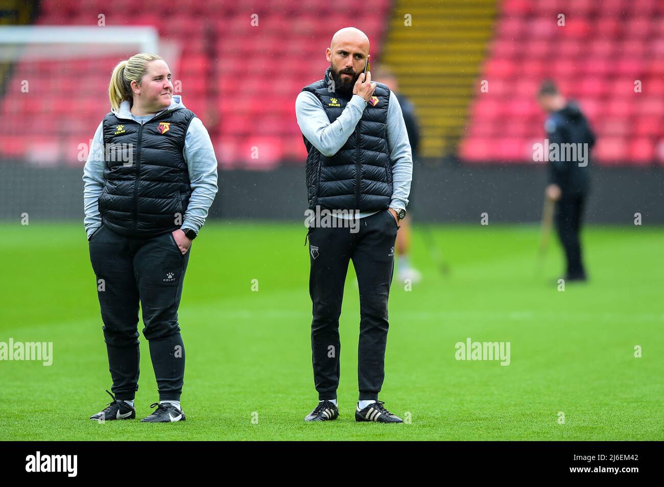London, UK. 01st May, 2022. Armand Kavaja Laura Dyre ( Joint Head Manager watford)during the FA Championship football match between Watford and Coventry at Vicarage Road Stadium in Watford, England. Kevin Hodgson /SPP Credit: SPP Sport Press Photo. /Alamy Live News Stock Photo