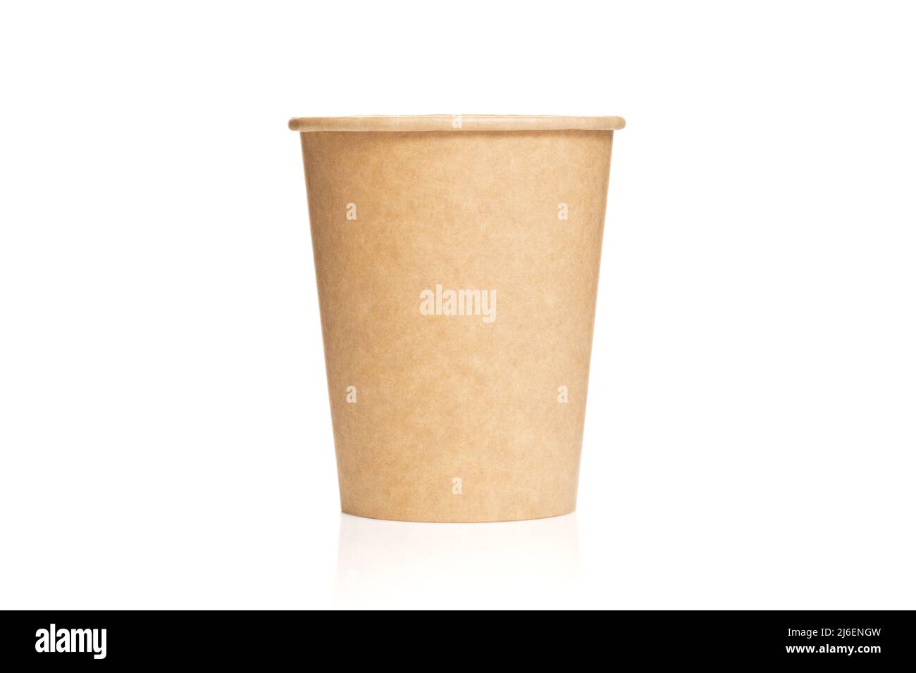 Cardboard cup from recycled craft paper on an isolated white background Stock Photo