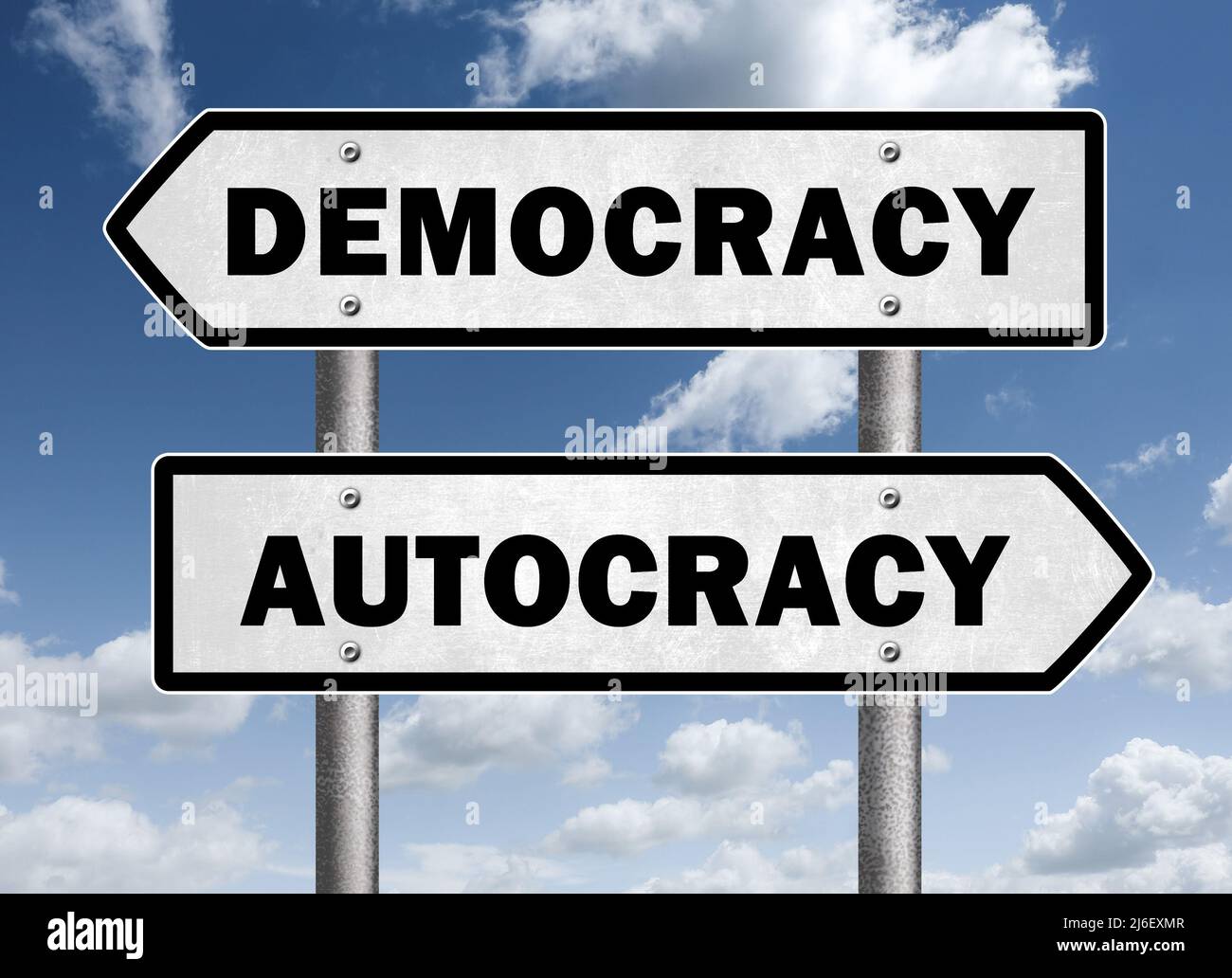 Democracy versus Autocracy Stock Photo