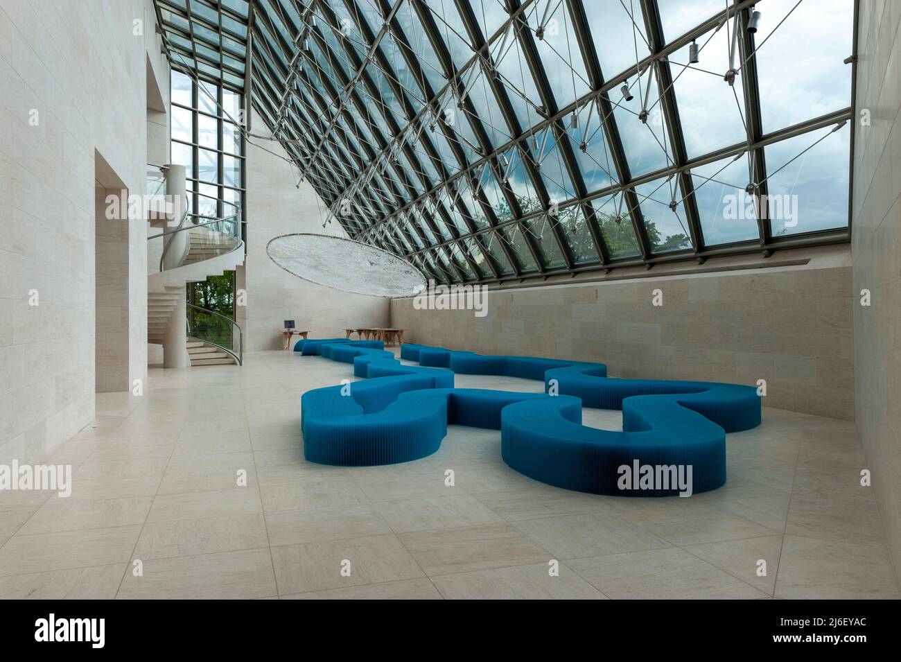 Grand Duke Jean Museum of Modern Art - Mudam - Luxembourg City, Luxembourg, Europe.- a contemporary art museum showing K-bench by Charles Kaisin Stock Photo