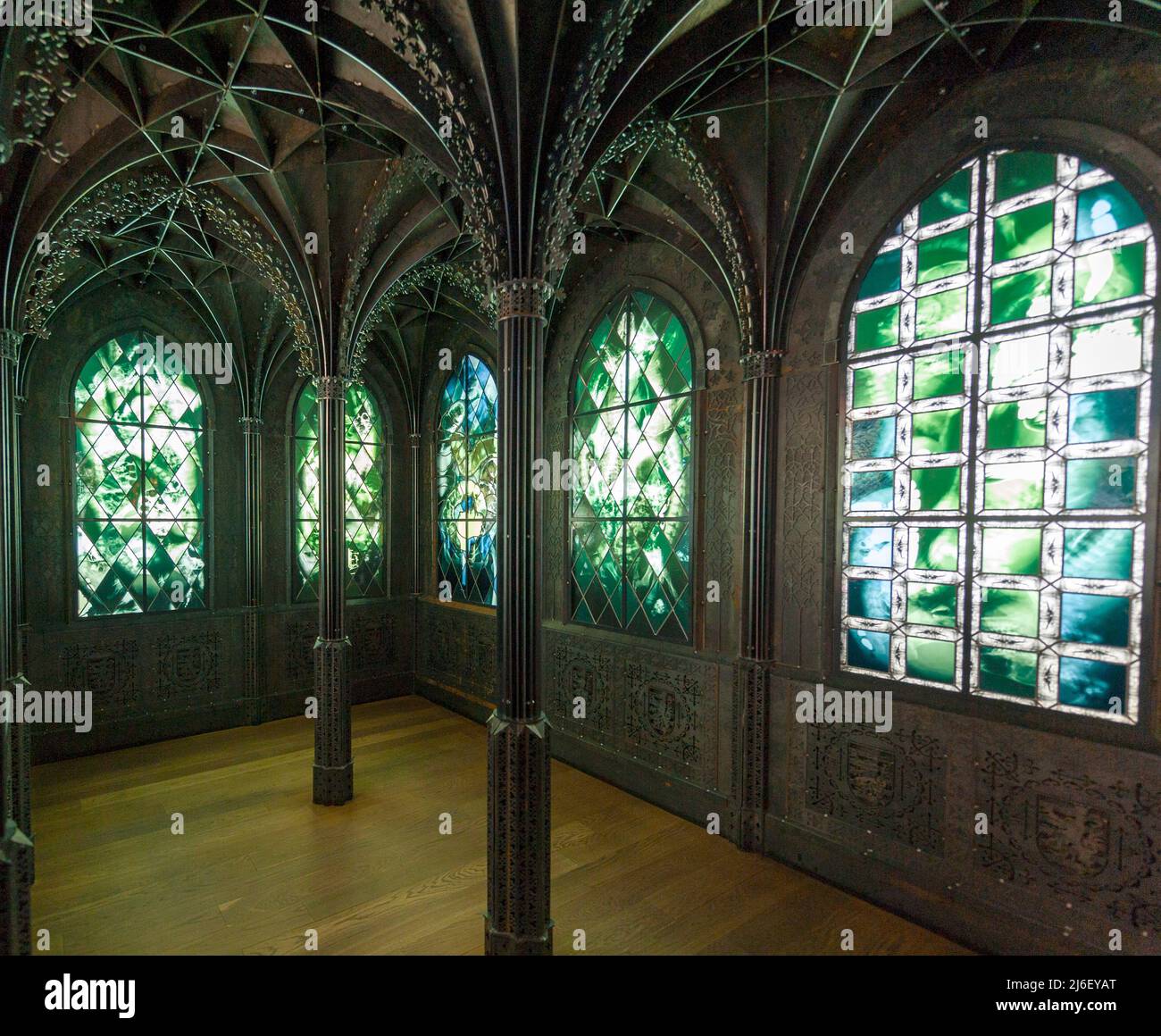 Grand Duke Jean Museum of Modern Art - Mudam - Luxembourg City, Luxembourg, Europe.- a contemporary art museum - view of Chapelle by Wim Delvoye Stock Photo