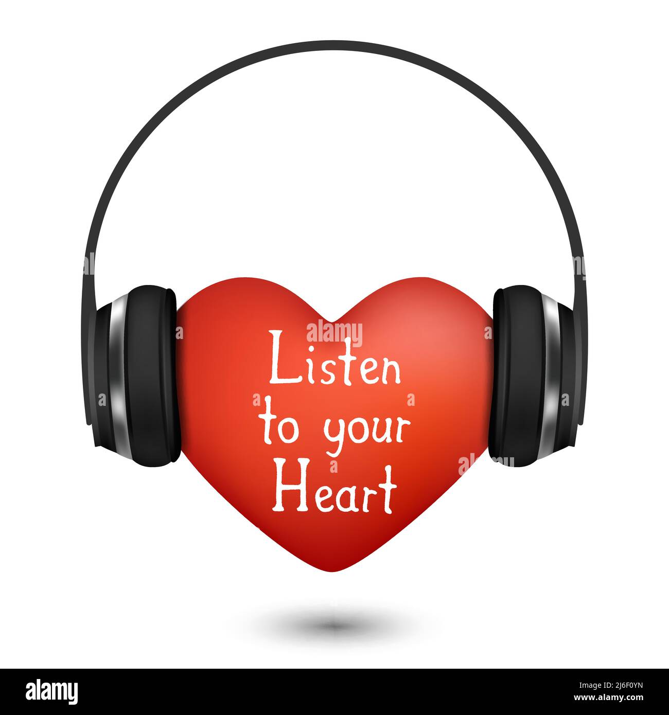 Red heart with headphones vector illustration Stock Vector Image & Art