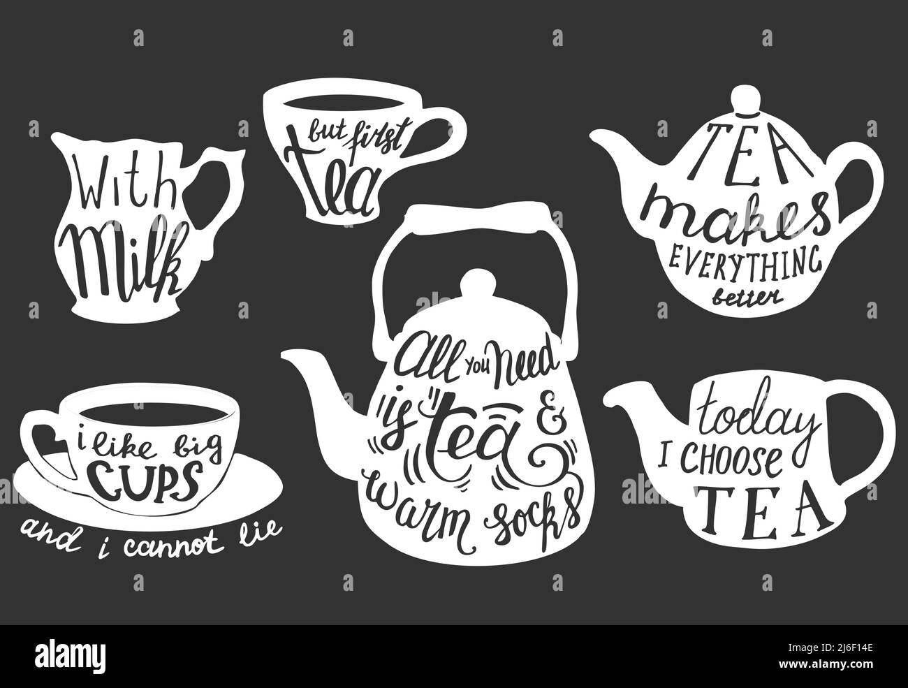 Vector tea quotes and sayings typography set Stock Vector Image & Art