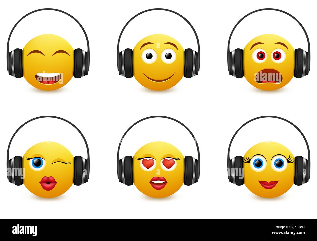 Music emoji in headphones vector icon set Stock Vector Image & Art Alamy