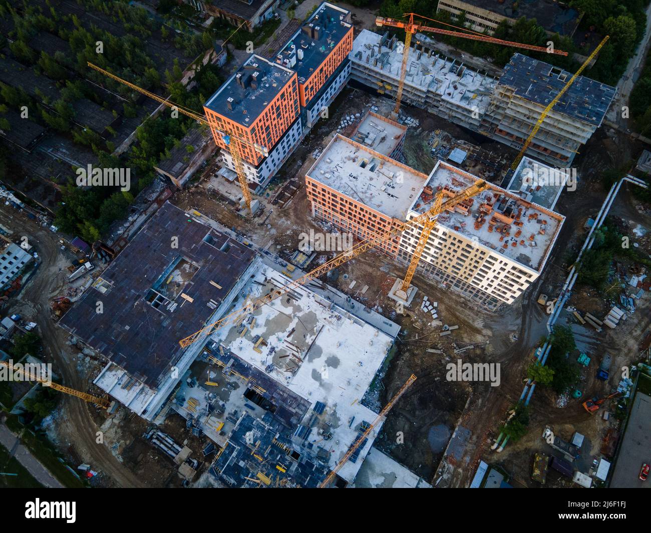 aerial view of construction site crane real estate Stock Photo Alamy