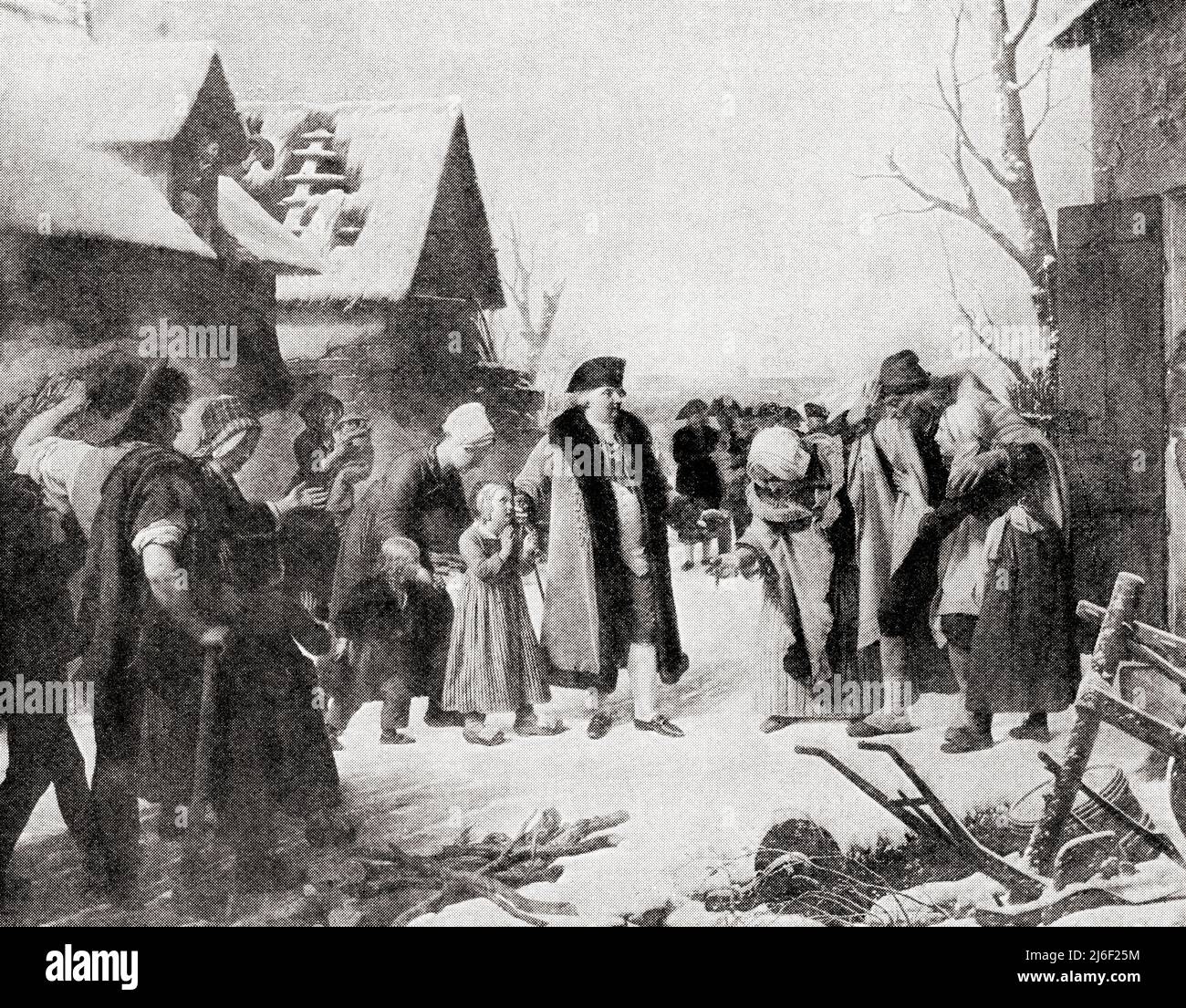King Louis XVI distributing alms amongt the poor.  Louis XVI, 1754 – 1793. Last King of France before the French Revolution. From The Wonderland of Knowledge, published c.1930 Stock Photo