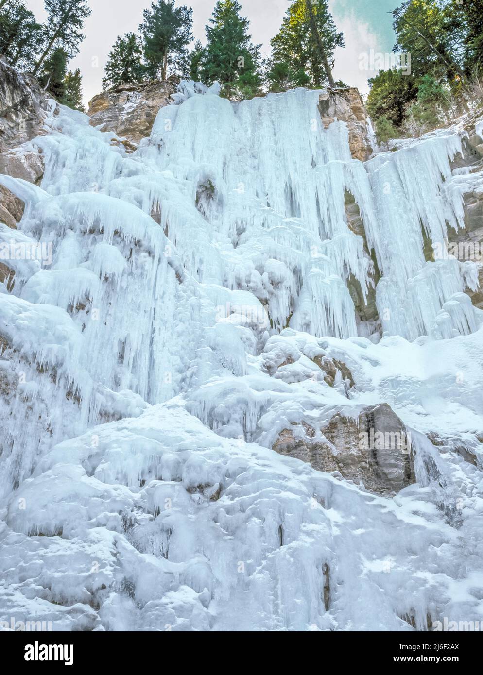 frozen cataract falls along the rocky mountain front in lewis and clark