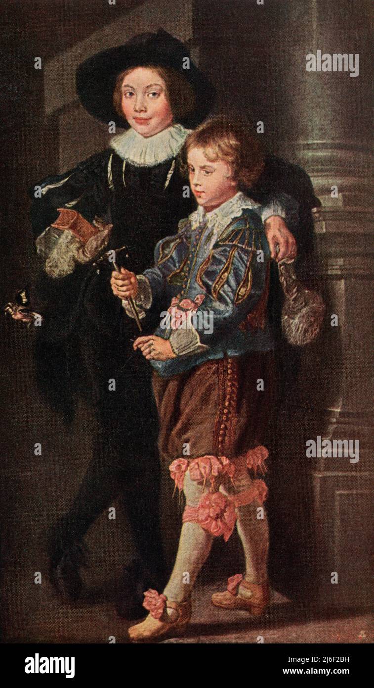 The children of artist Peter Paul Rubens. Albert Rubens, left, 1614–1657, and Nicolaas Peter Paul Rubens, Lord of Rameyen, 1618–1655.  From Modes and Manners, published 1935. Stock Photo