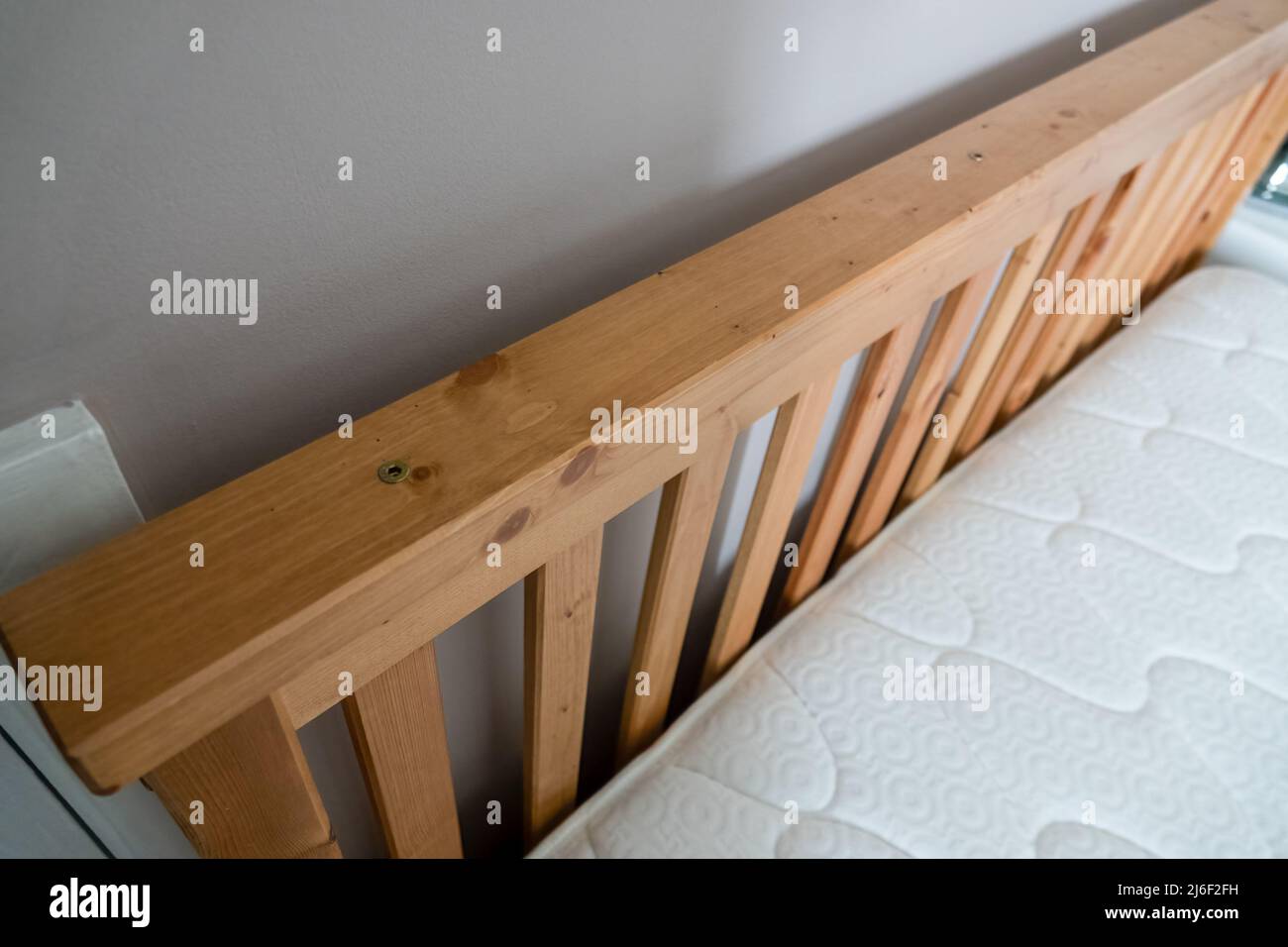 wooden slatted double bed frame with Silentnight Classic Ortho mattress