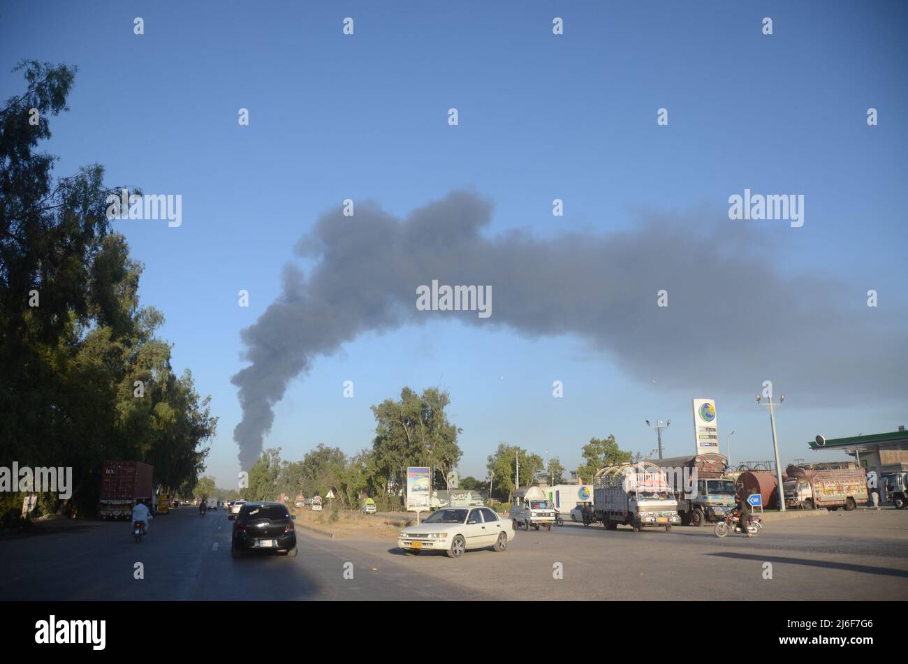 Firefighters try to extinguish the fire broke out at an oil tanker ...