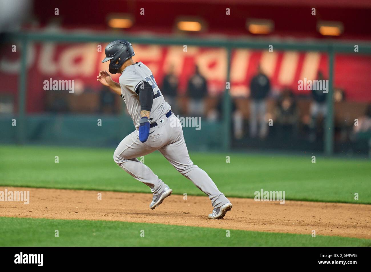 April 30 2022: New York second baseman Gleyber Torres (25) in action during  the game with New York Yankees and Kansas City Royals held at Kauffman  Stadium in Kansas City Mo. David