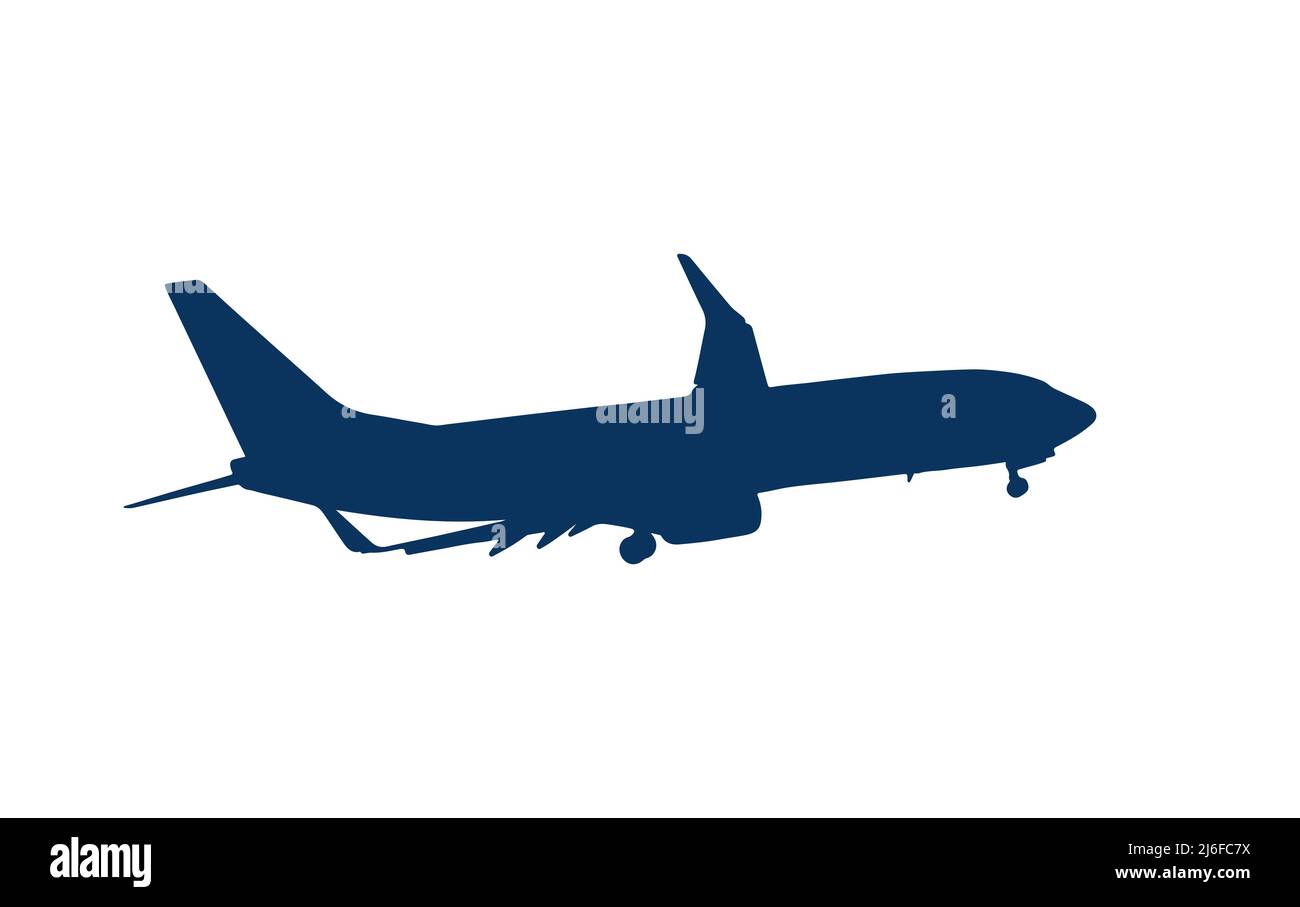 airplane airliner, silhouette on white Stock Vector