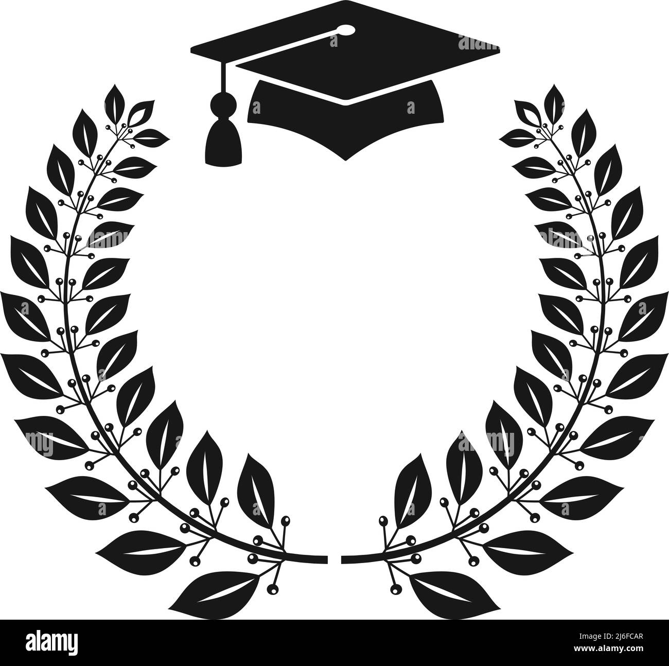 Graduation logo. Laurel wreath university graduate cap Stock Vector