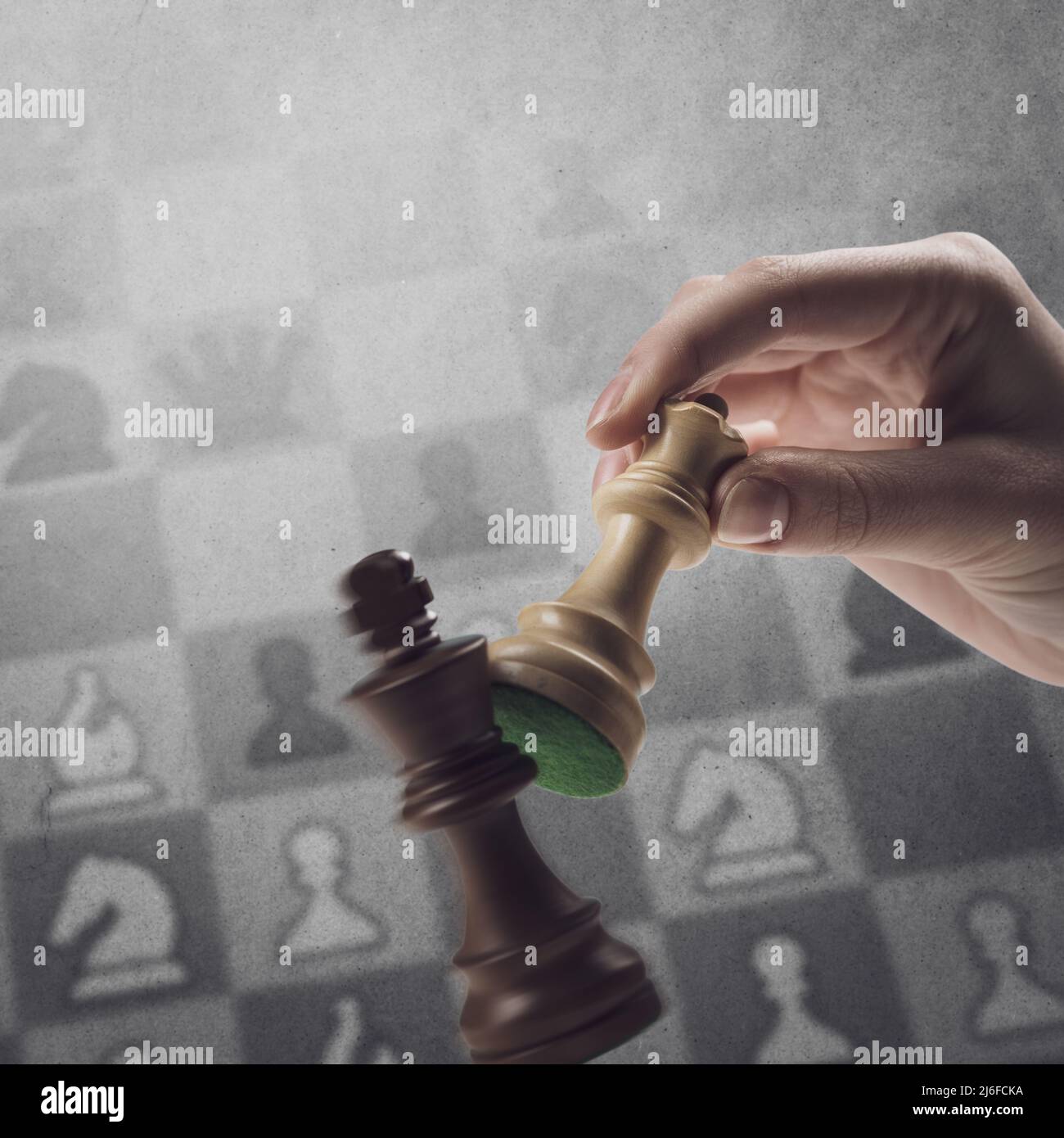 A player is checkmating the king during a chess game: strategy games ...
