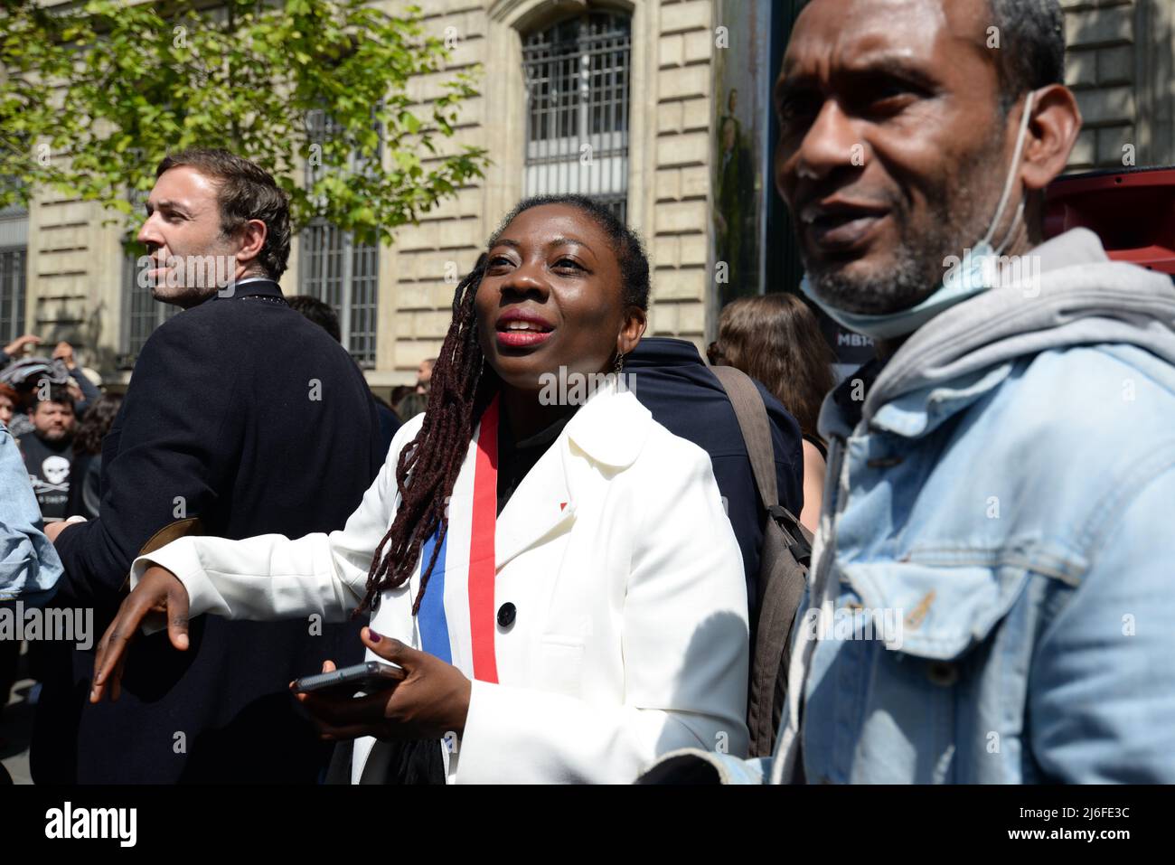 jean luc melenchon was expected by several hundred people for his speech on may 1st at the 'place de la république' in Paris Stock Photo