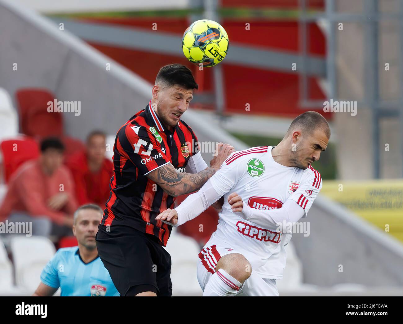 Claudiu Bumba of Kisvarda Master Good controls the ball during the