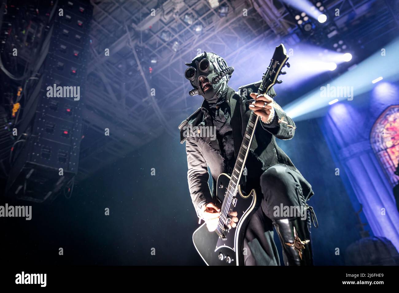 Oslo, Norway. 30th, April 2022. The Swedish rock band Ghost performs a live  concert at Oslo Spektrum in Oslo. Here a band member, a Nameless Ghouls, is  seen live on stage. (Photo
