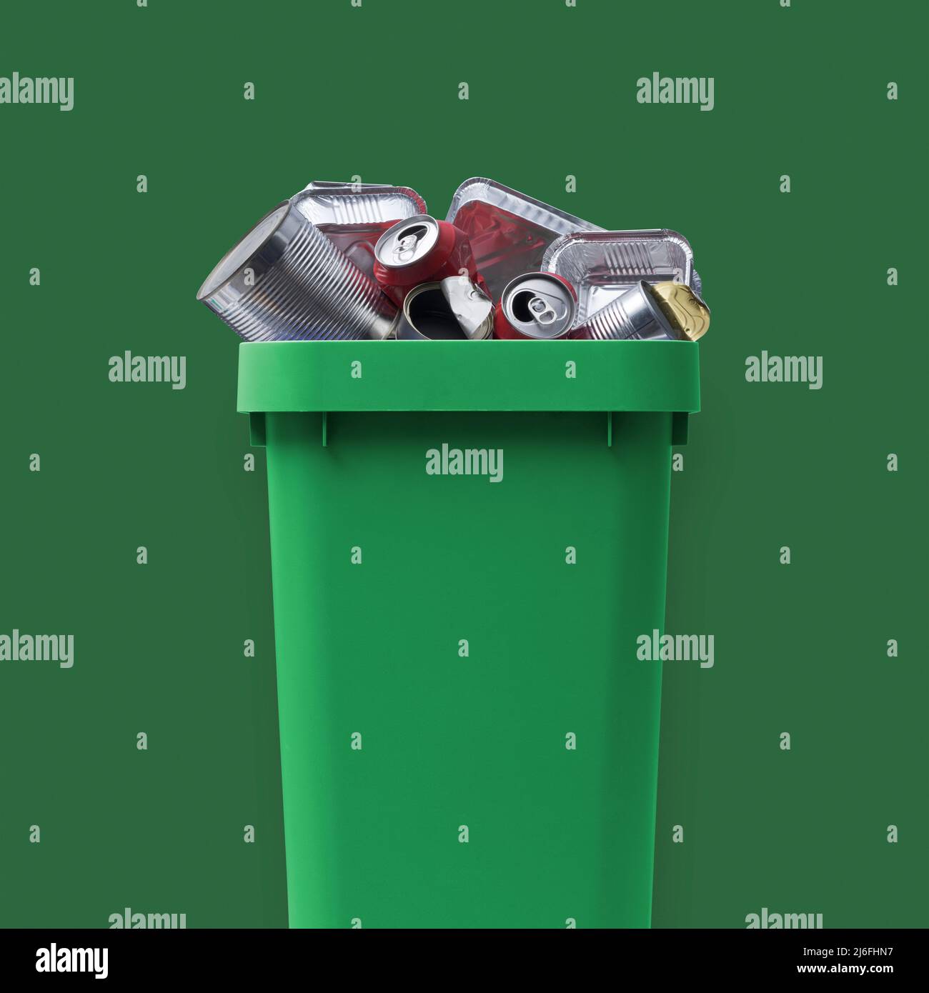 Garbage can full of metal waste, recycling and separate waste