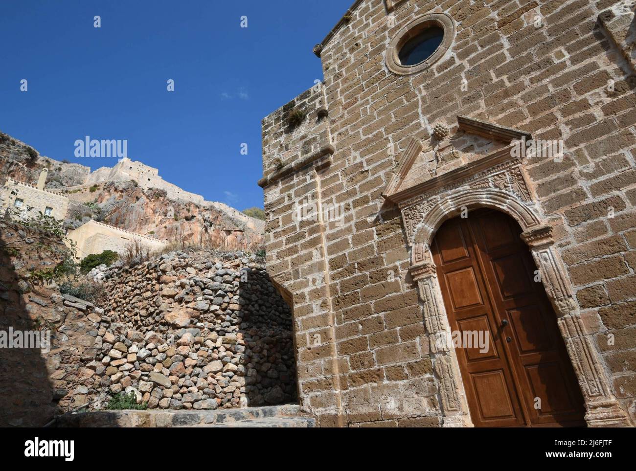 Scenic exterior view of Aghios Nikolaos a 18th century Byzantine church