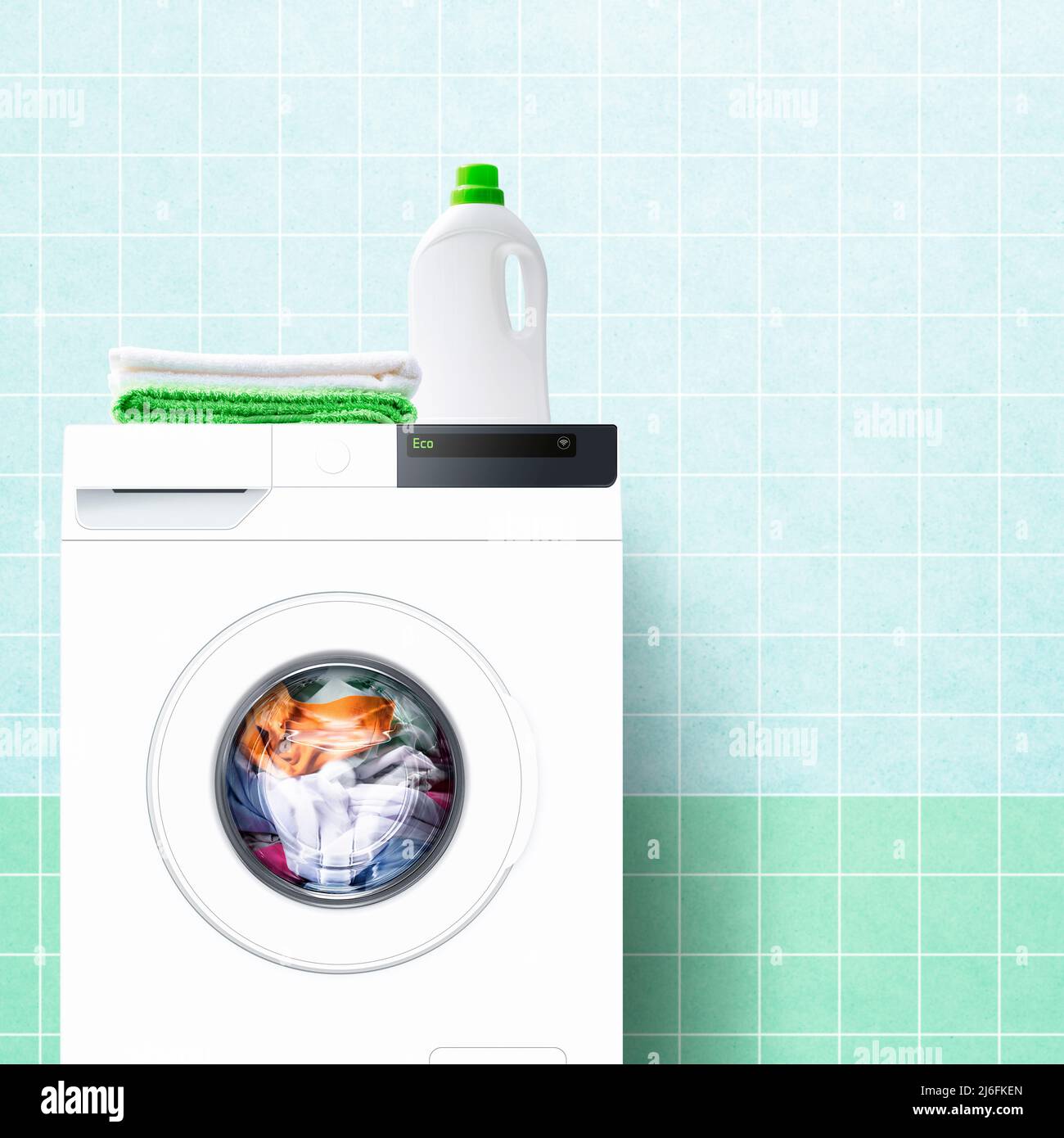 Full washing machine and ecofriendly laundry detergent sustainable