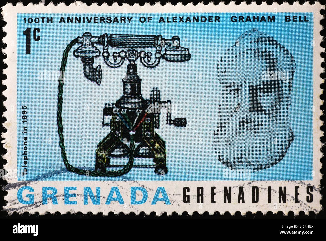 Anniversary of Alexander Graham Bell celebrated on stamp Stock Photo