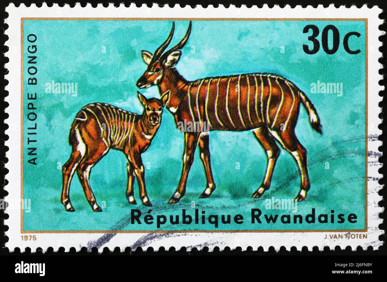 Antelopes Bongo on african postage stamp Stock Photo