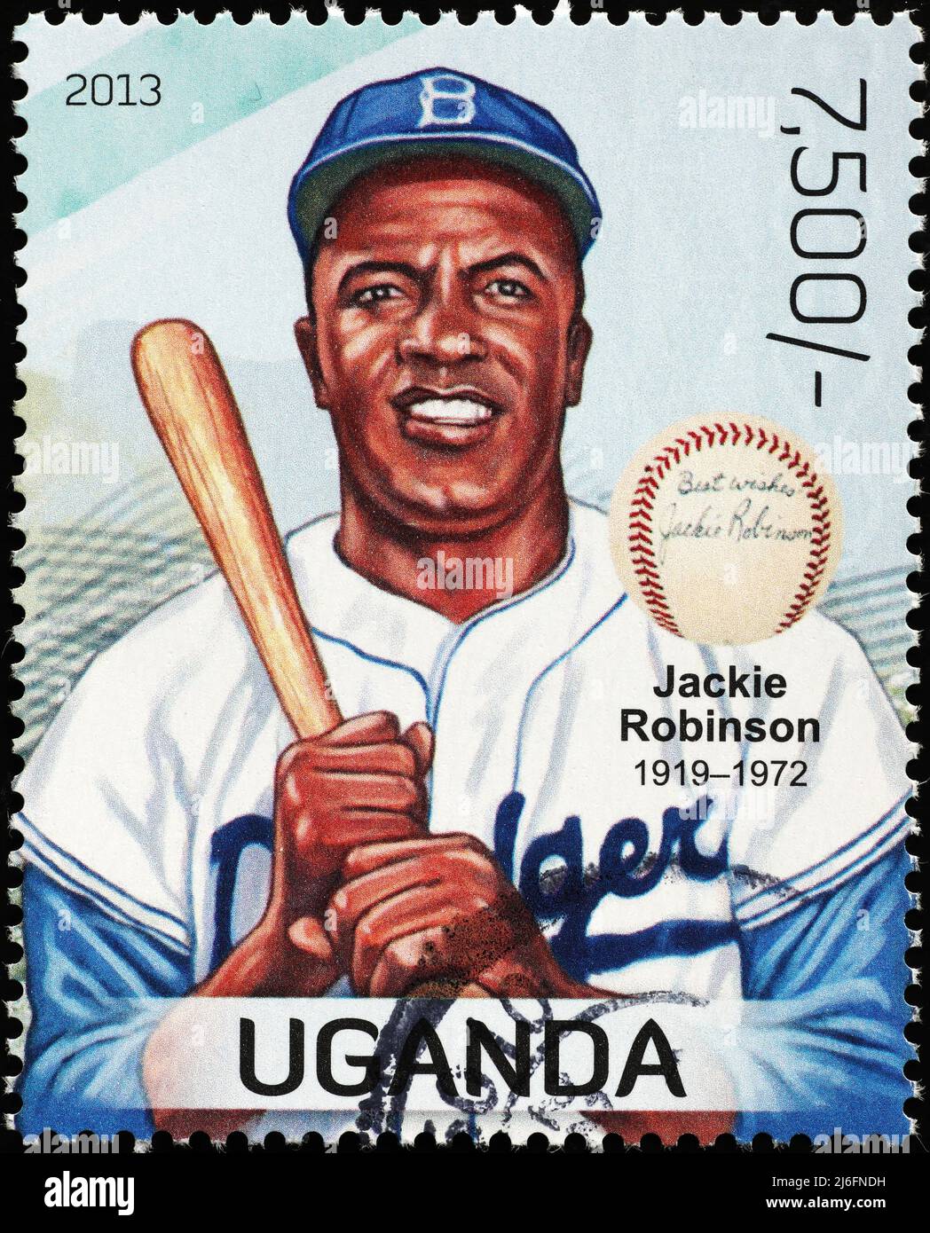 Baseball champion Jackie Robinson on postage stamp Stock Photo