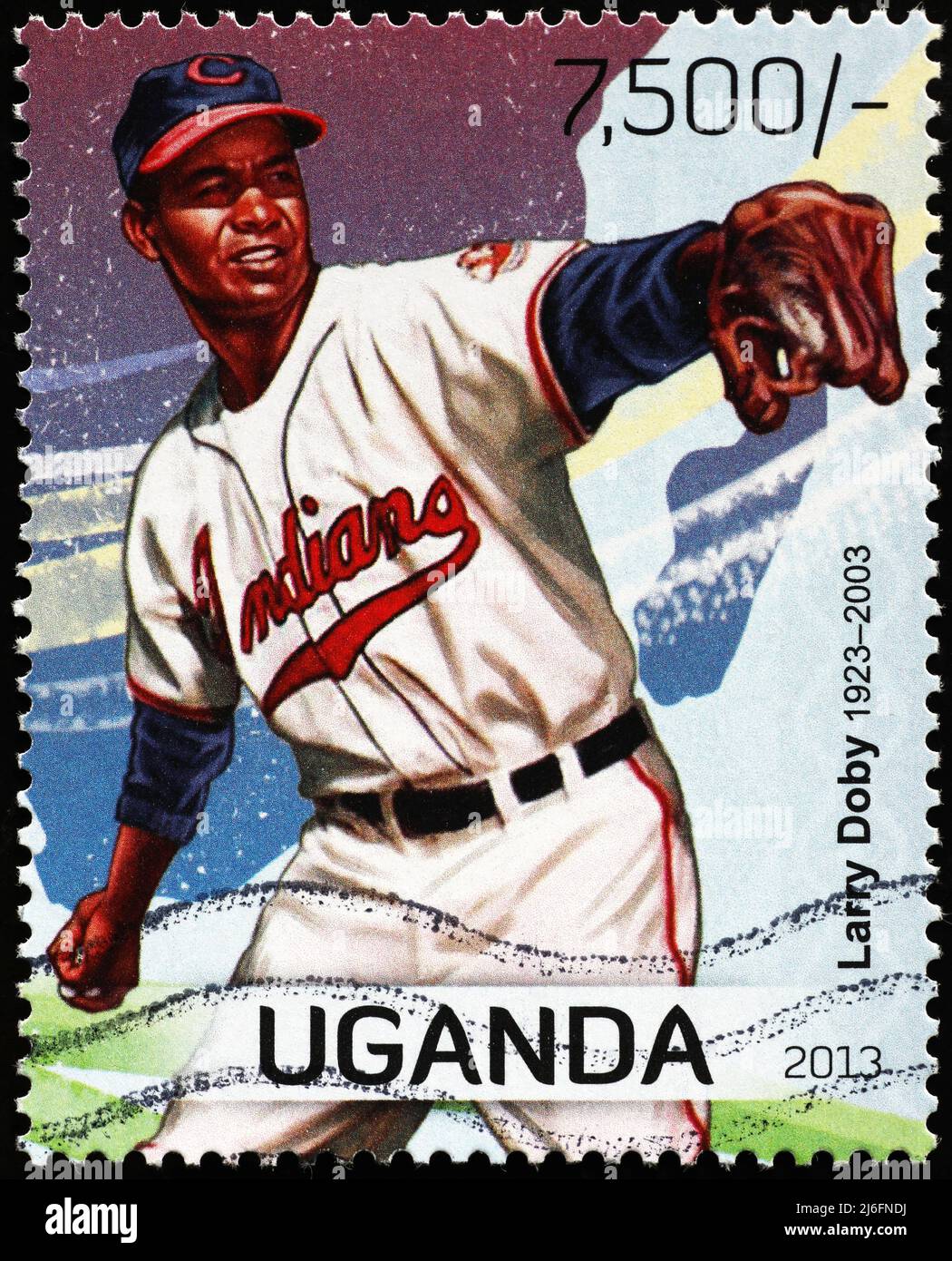 Baseball champion Larry Doby on postage stamp Stock Photo