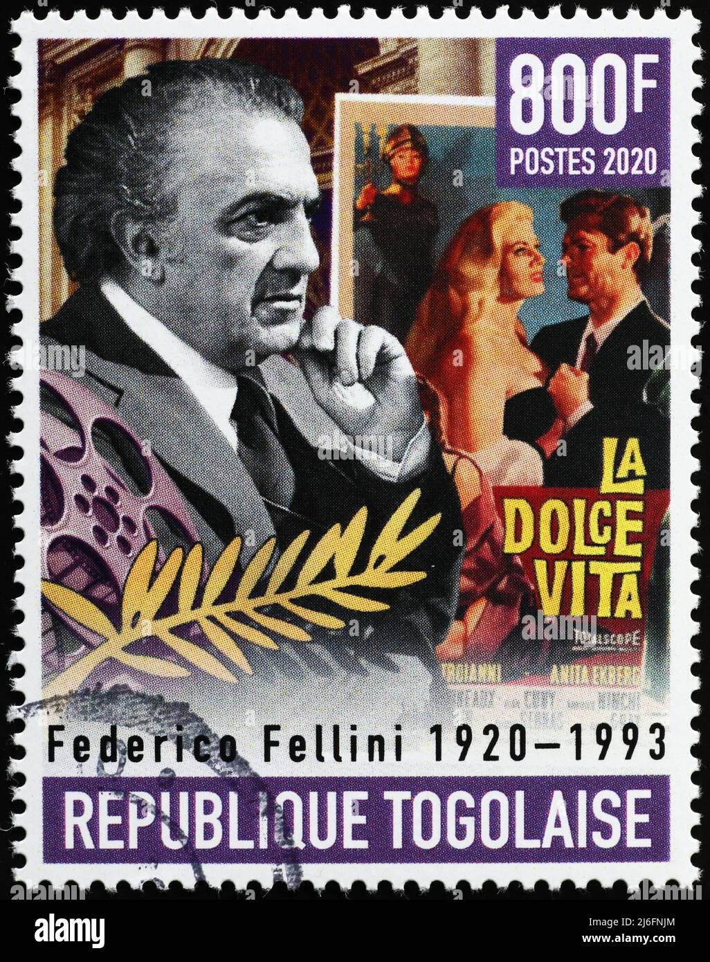 Celebration of Federico Fellini on postage stamp Stock Photo