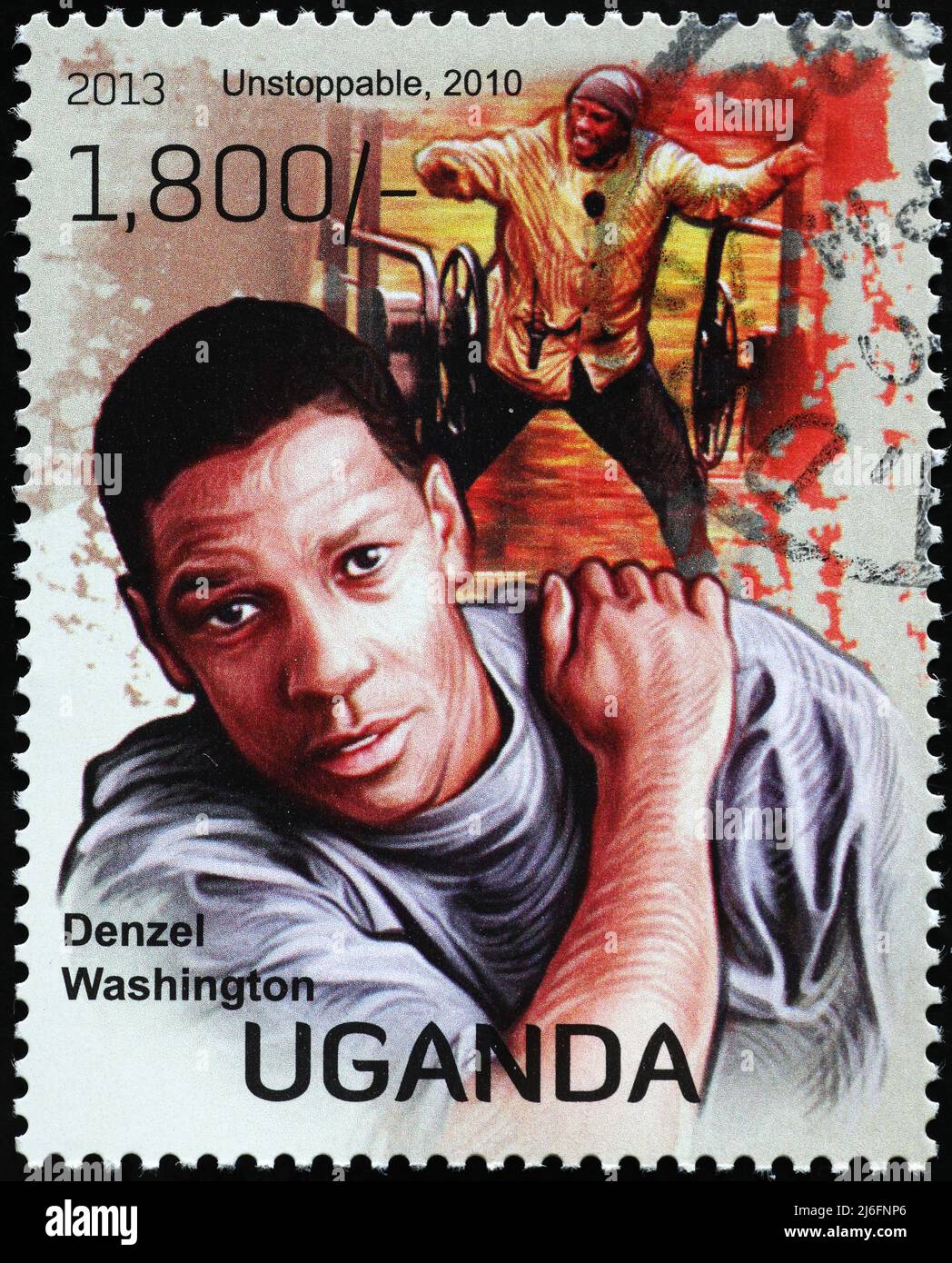 Denzel Washington portrait on african postage stamp Stock Photo