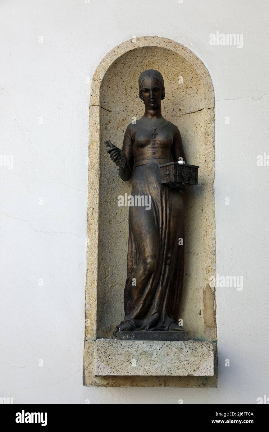 Statue at Stone Gate in Zagreb Stock Photo