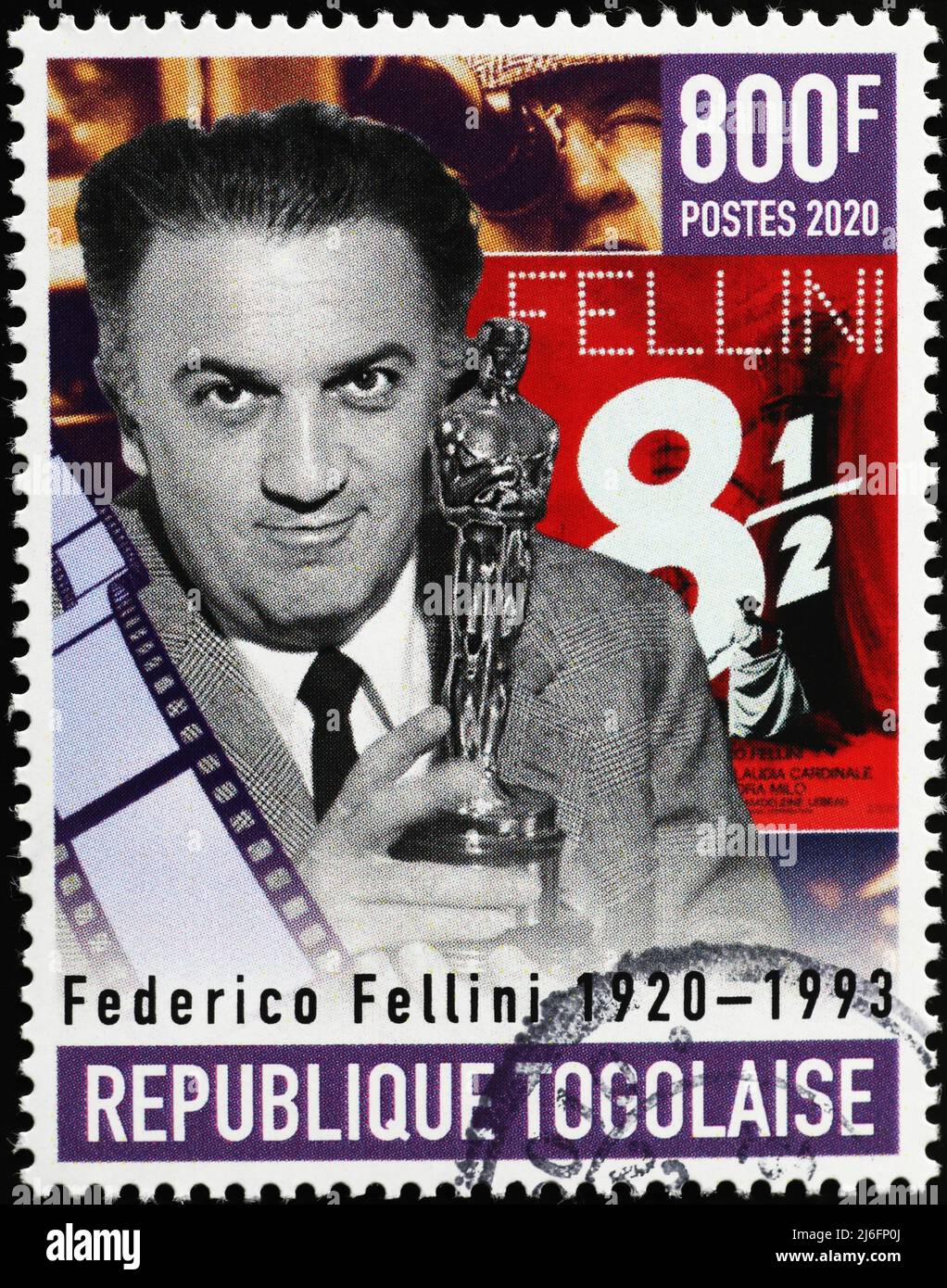 Federico Fellini with the Oscar on postage stamp Stock Photo Alamy