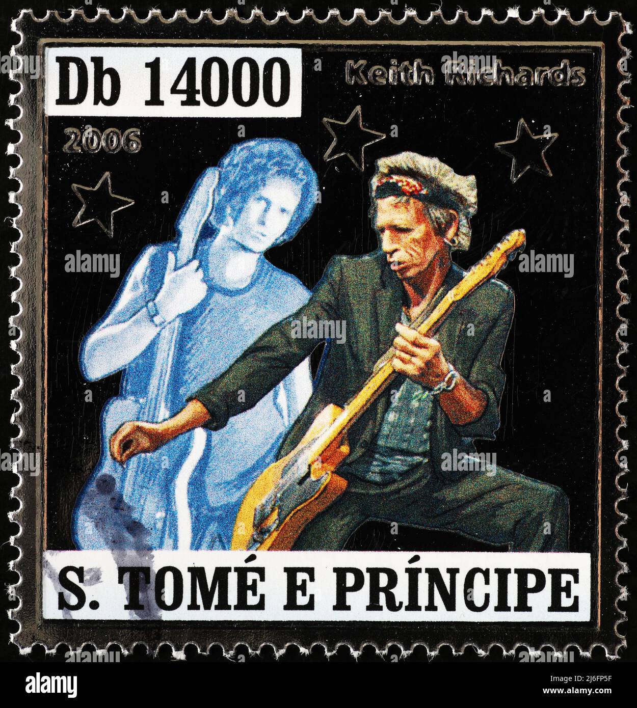 Keith Richards portraits on postage stamp Stock Photo