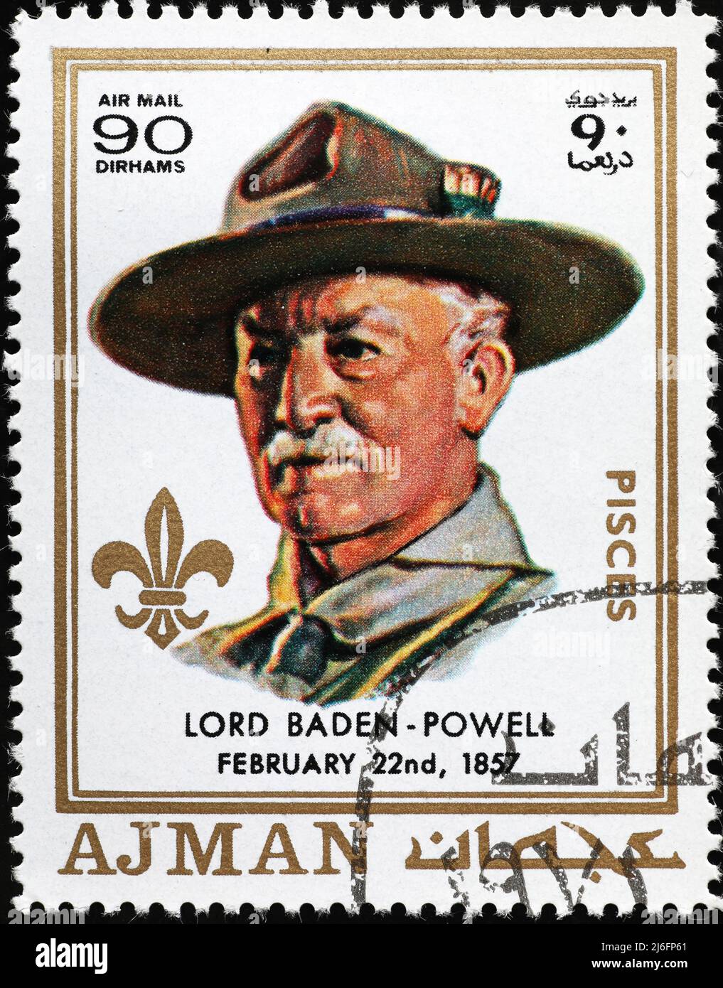Lord Baden -Powell potrait on postage stamp Stock Photo