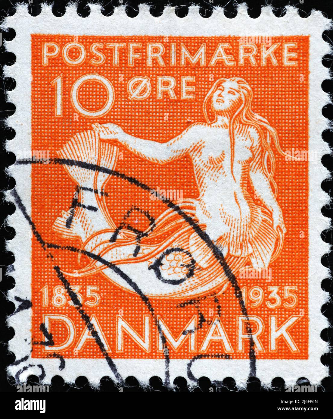 Mermaid on old danish postage stamp Stock Photo