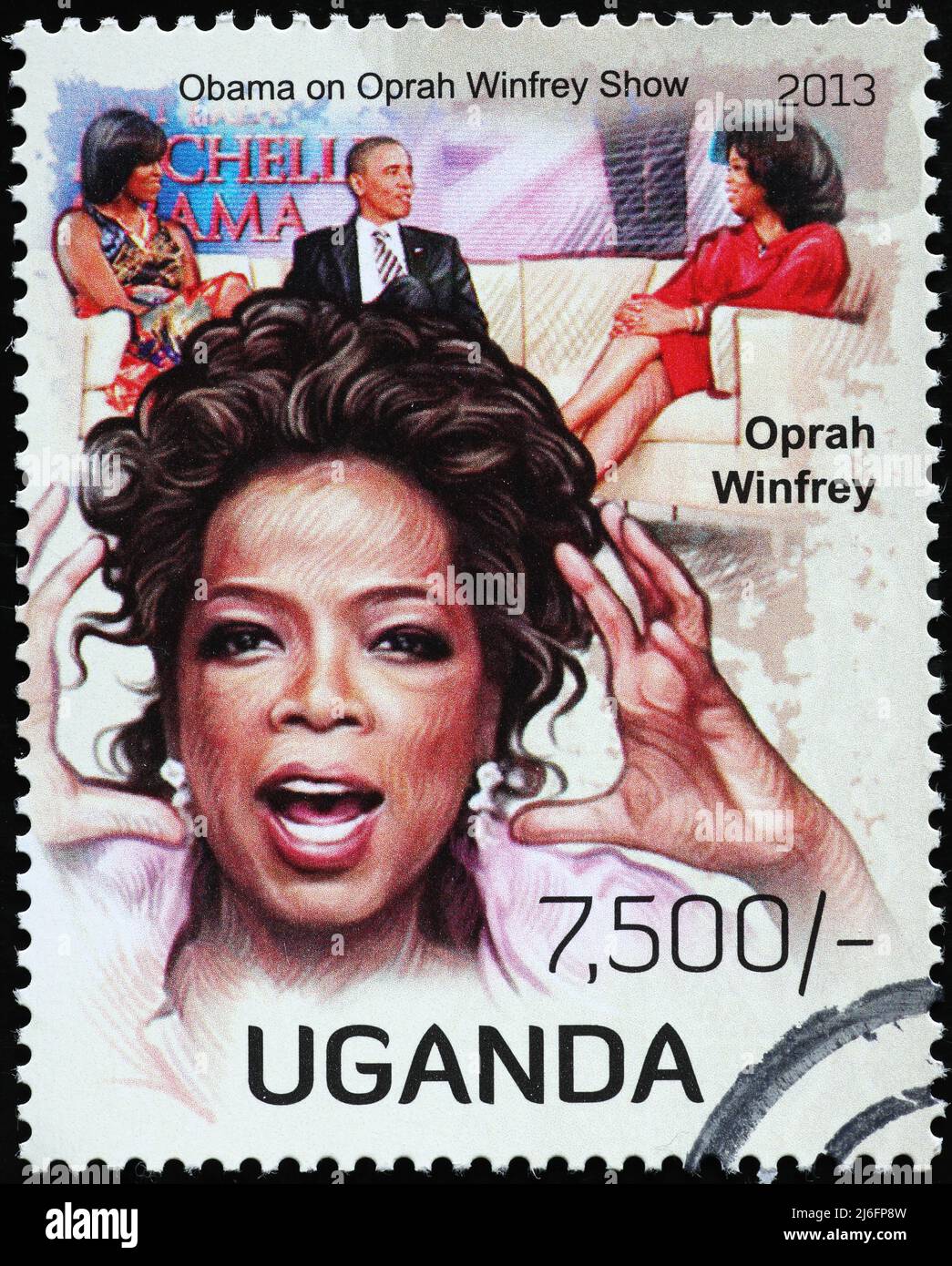 Oprah Winfrey portrait on postage stamp Stock Photo
