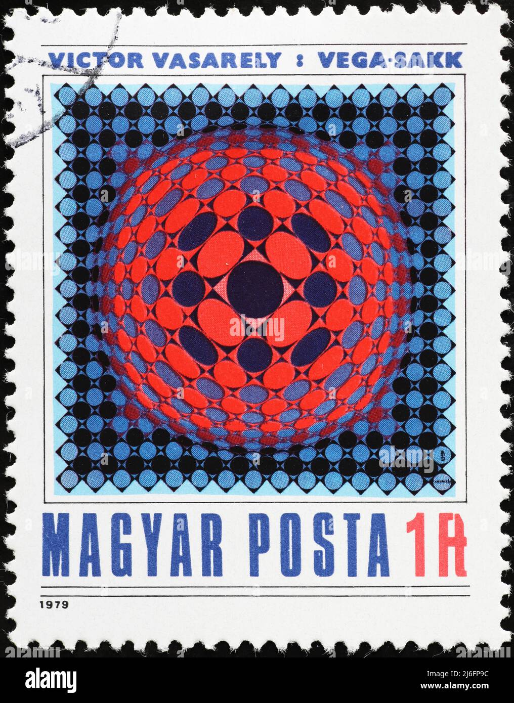 Painting by Victor Vasarely on hungarian stamp Stock Photo