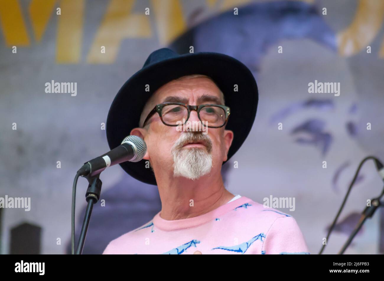 Glasgow, Scotland, UK. 1st May, 2022. The Bluebells perform at the Kelvingrove Bandstand  to celebrate the STUC May Day Festival. Credit: Skully/Alamy Live News Stock Photo