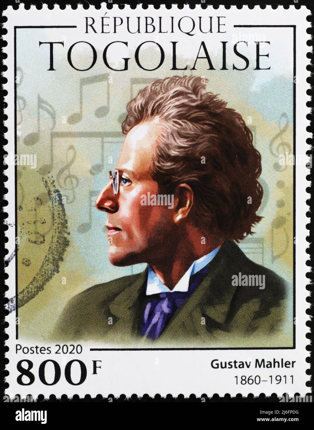Portrait of Gustav Mahler on postage stamp from Togo Stock Photo