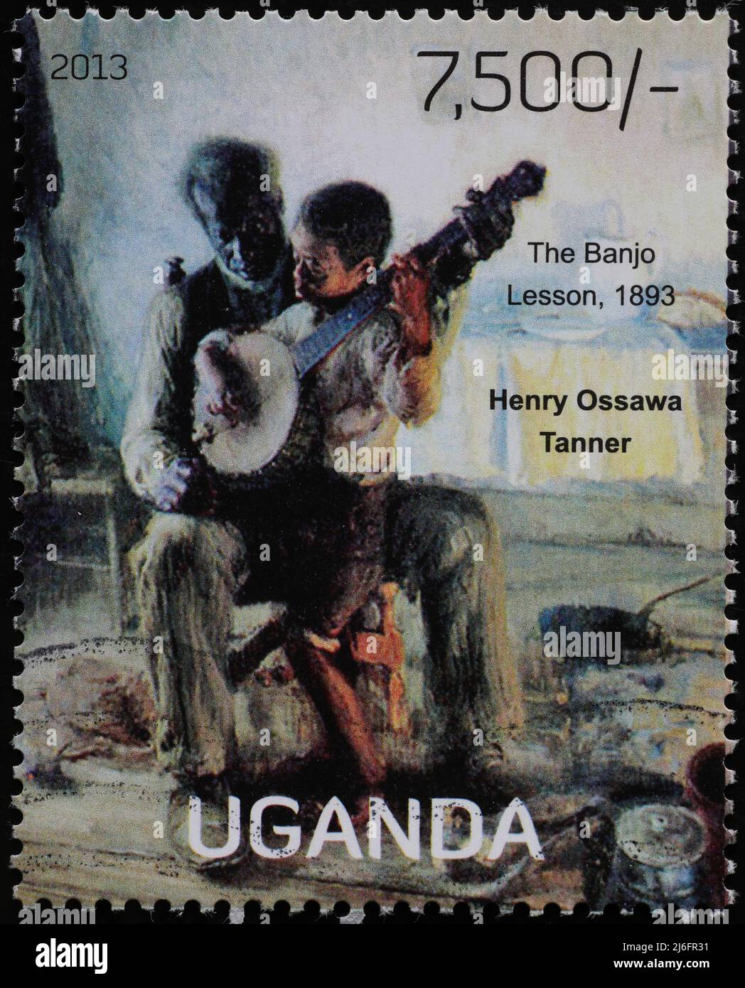 'The banjo lesson' by Henry Ossawa Tanner on stamp Stock Photo Alamy