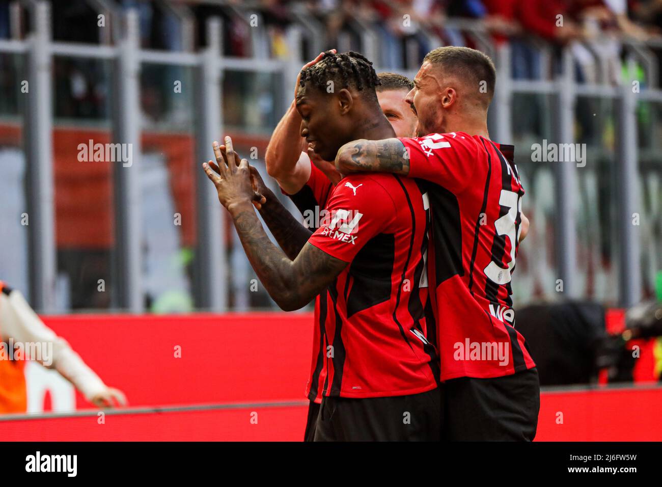 Rafael Leao of AC Milan celebrates after scoring a goal during the ...