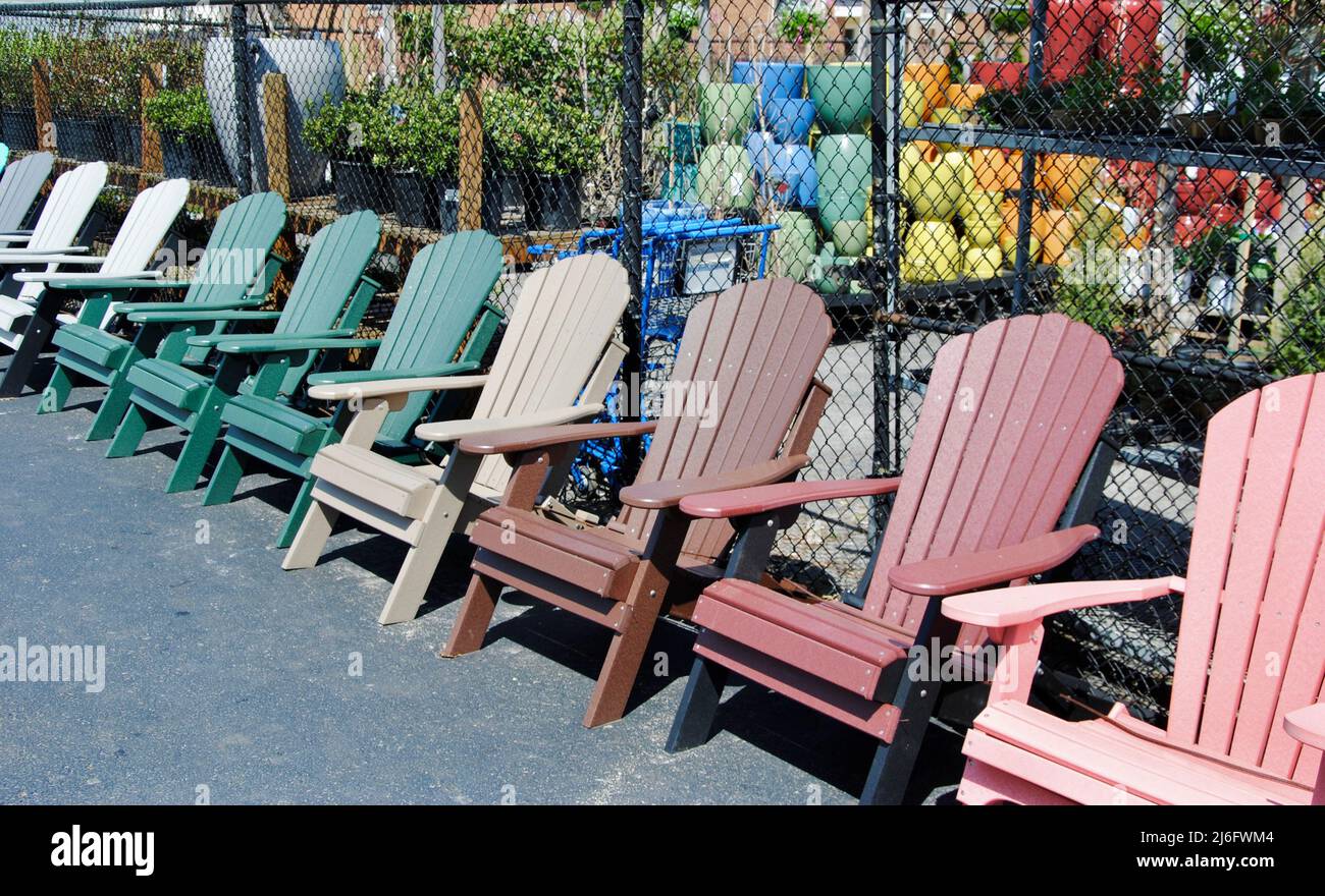 Adirondack chairs in different colors for sale in Lakewood, Ohio Stock ...
